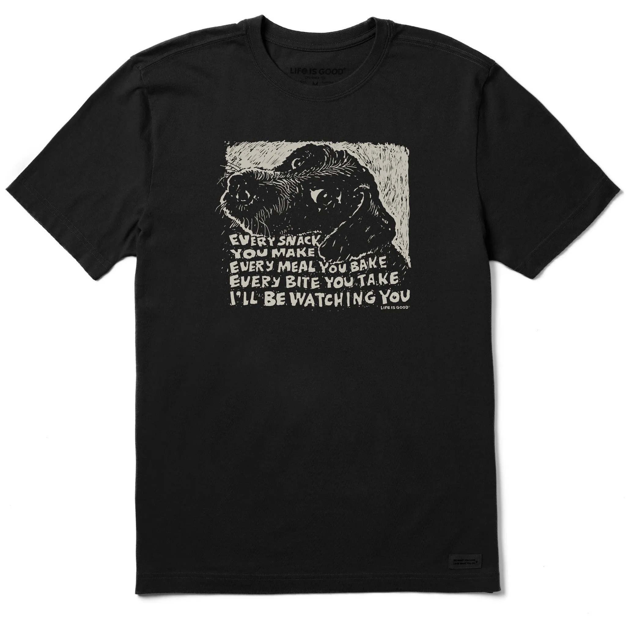 Men's Black Snack Dog Short Sleeve Tee Life is Good