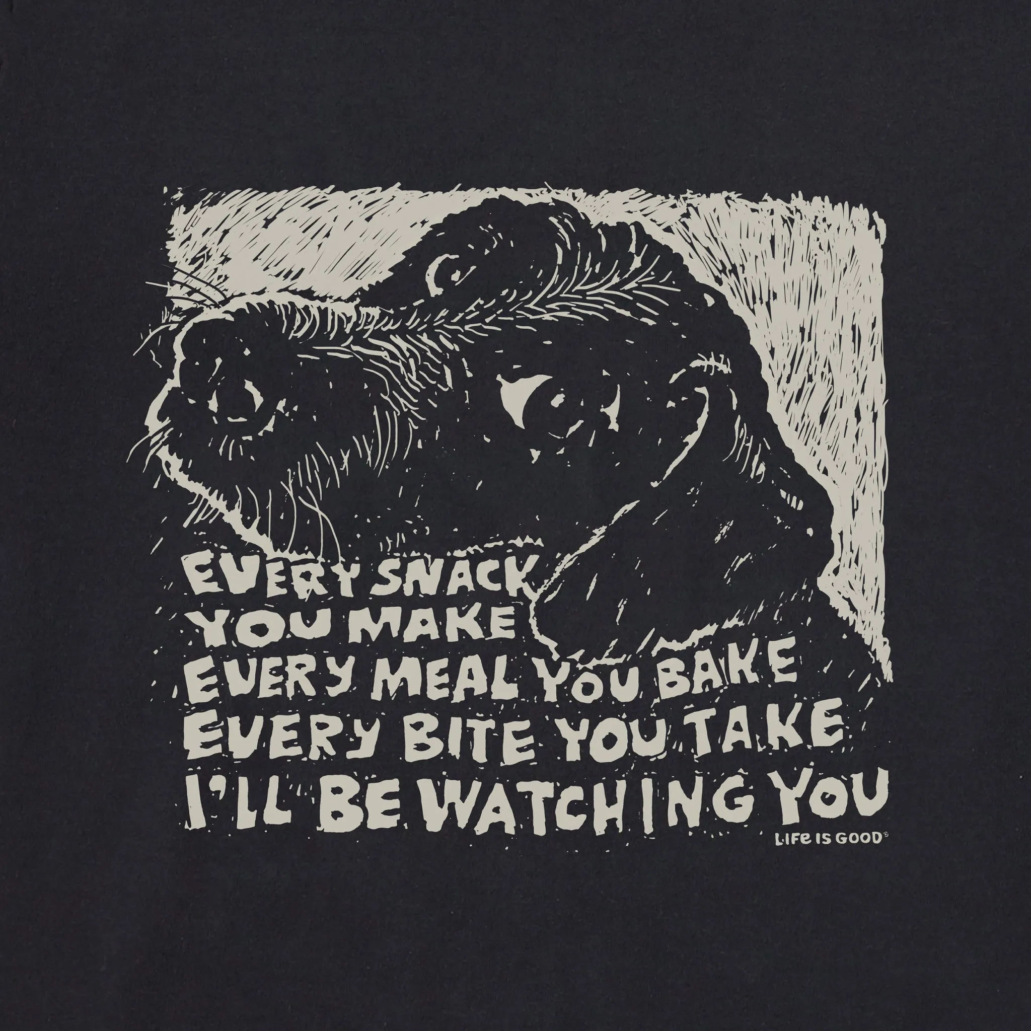 Men's Black Snack Dog Short Sleeve Tee Life is Good