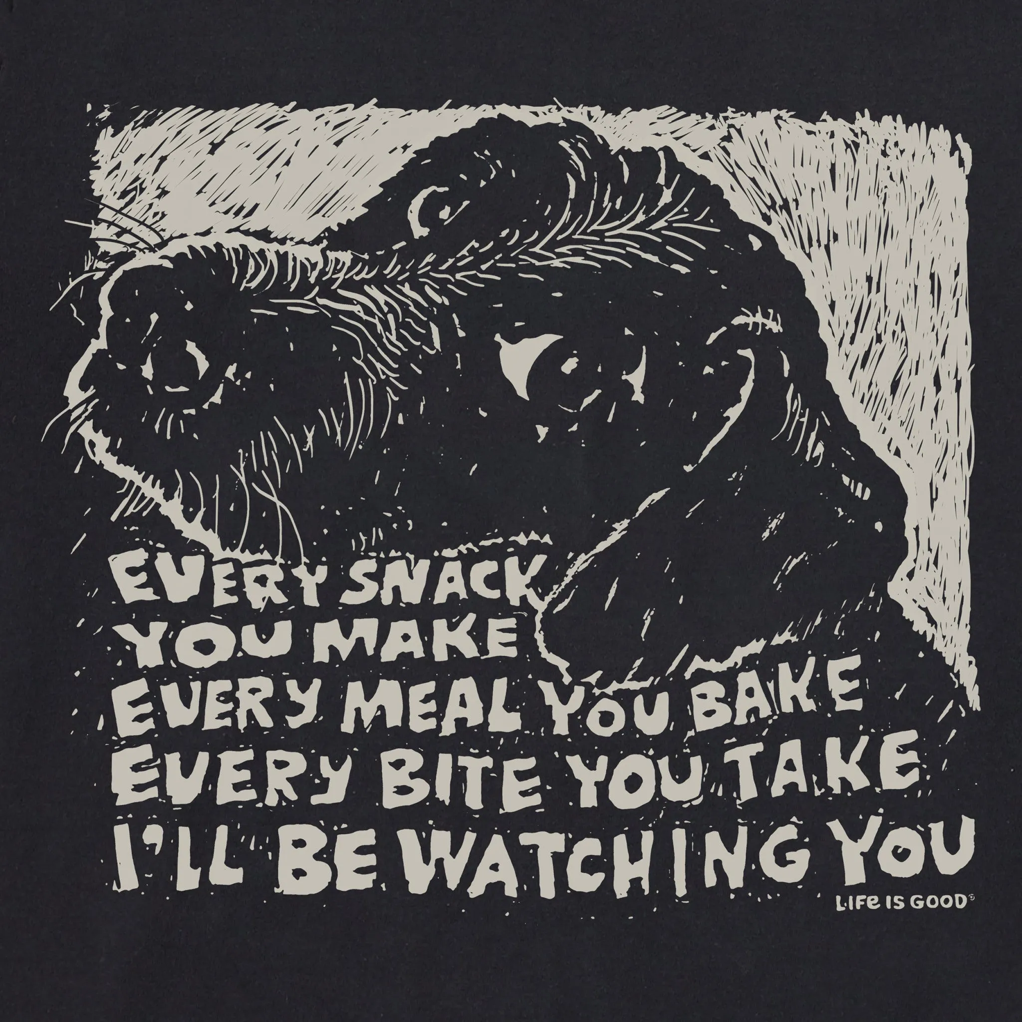 Men's Black Snack Dog Short Sleeve Tee Life is Good