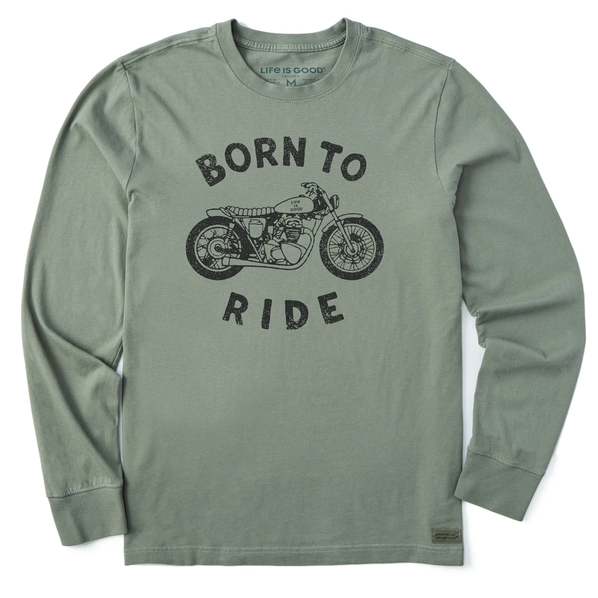 Men's Born to Ride Motorcycle Long Sleeve Crusher Tee Life is Good