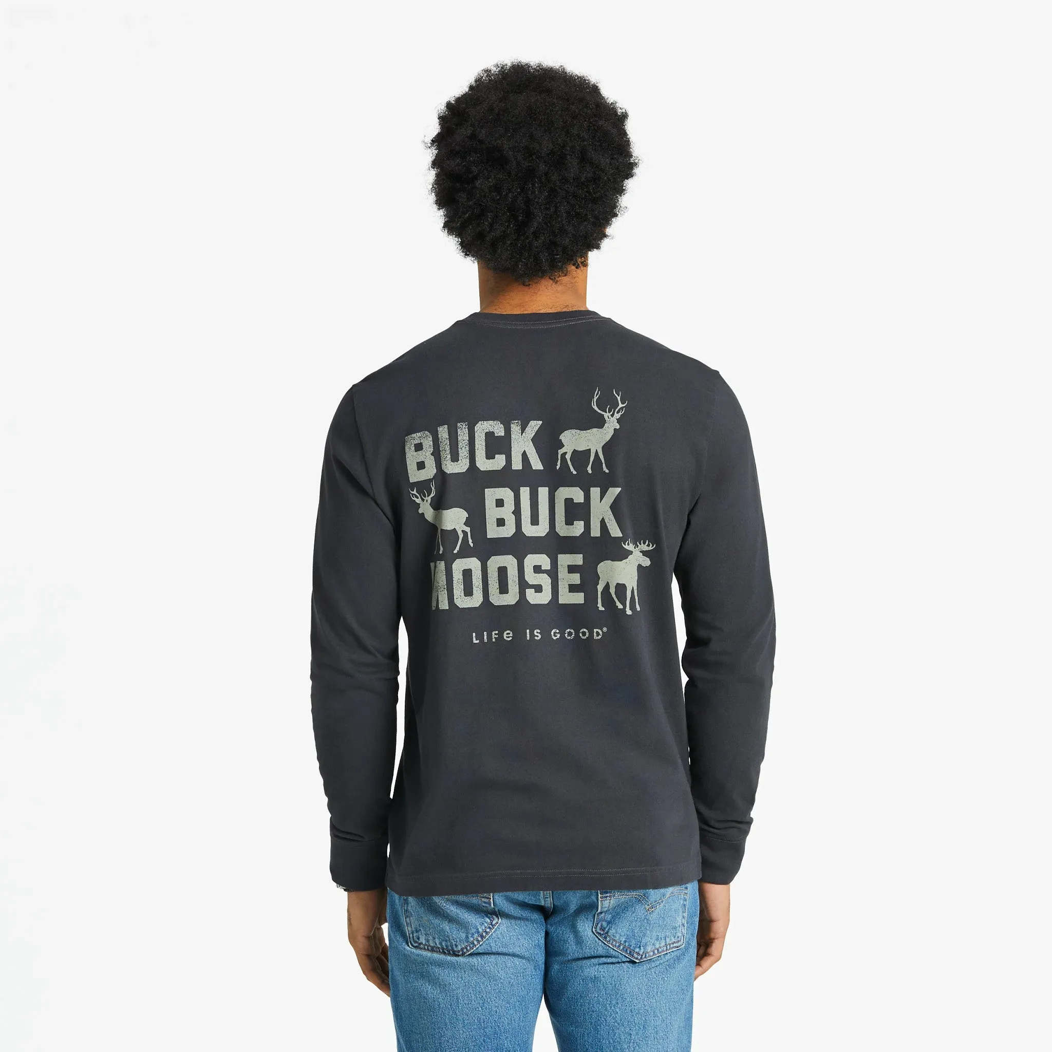Men's Buck Buck Moose Long Sleeve Crusher Tee Life is Good