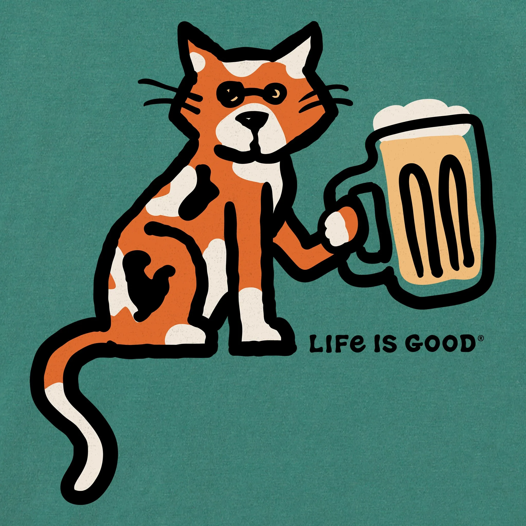 Men's Calico Al with Beer Short Sleeve Crusher Tee Life is Good