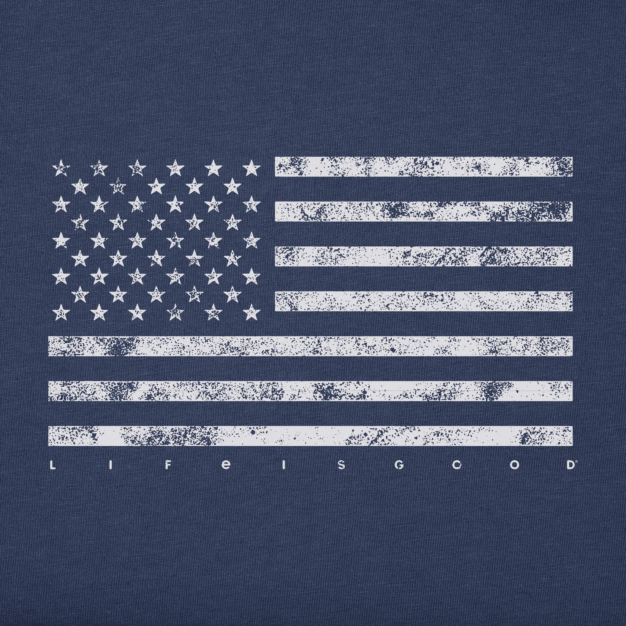 Men's Classic Flag USA Short Sleeve Crusher Tee Life is Good