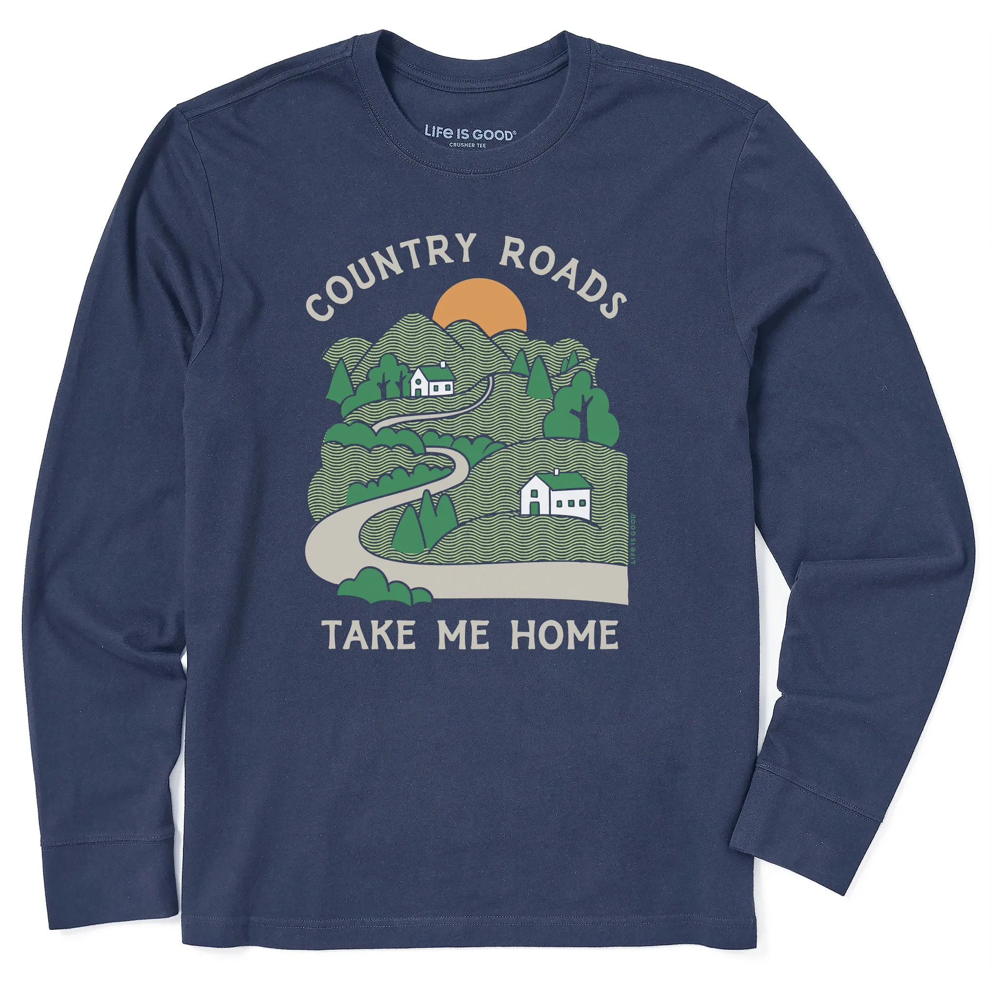 Men's Country Roads Take Me Home Long Sleeve Crusher Tee Life is Good
