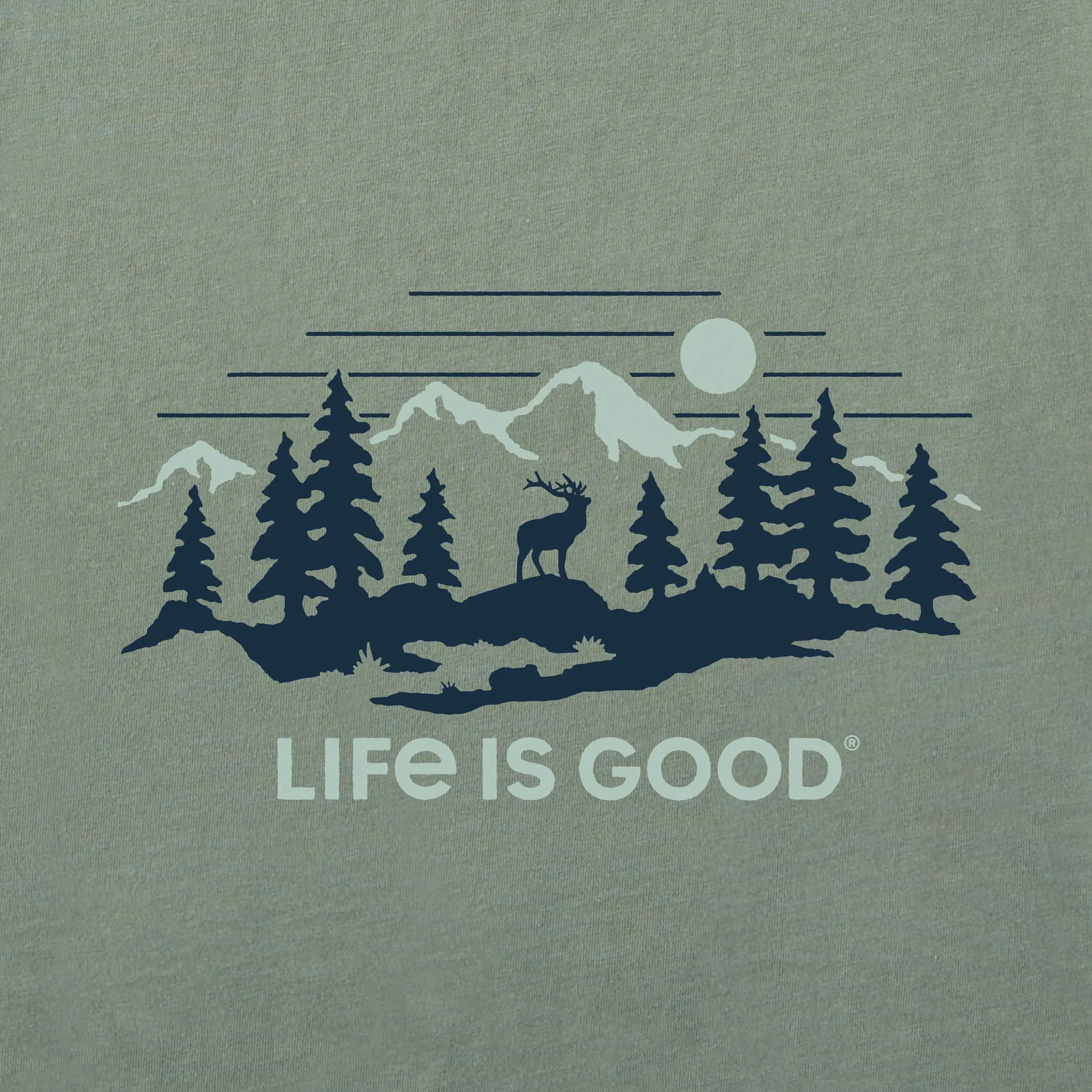 Men's Deer Scenic Short Sleeve Crusher Tee Life is Good