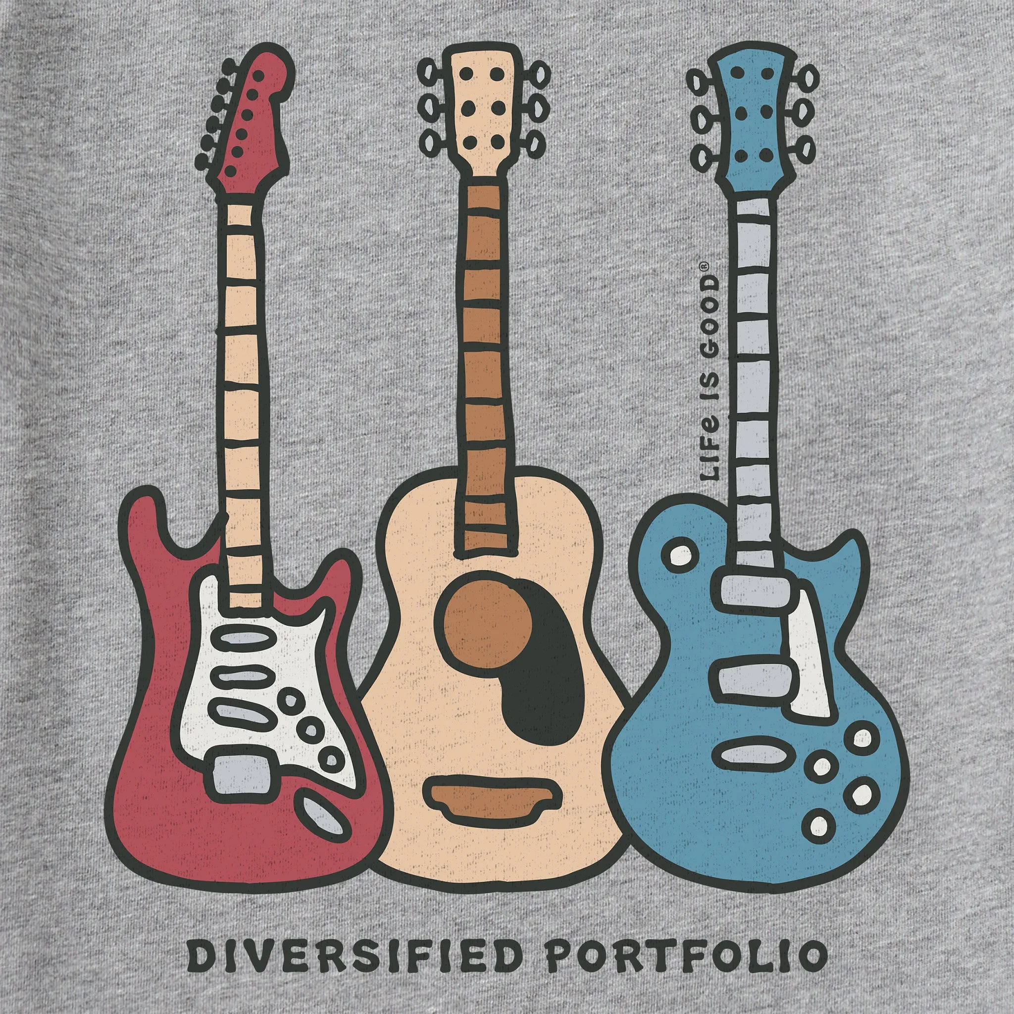 Men's Diversified Portfolio Guitars Vintage Short Sleeve Tee Life is Good