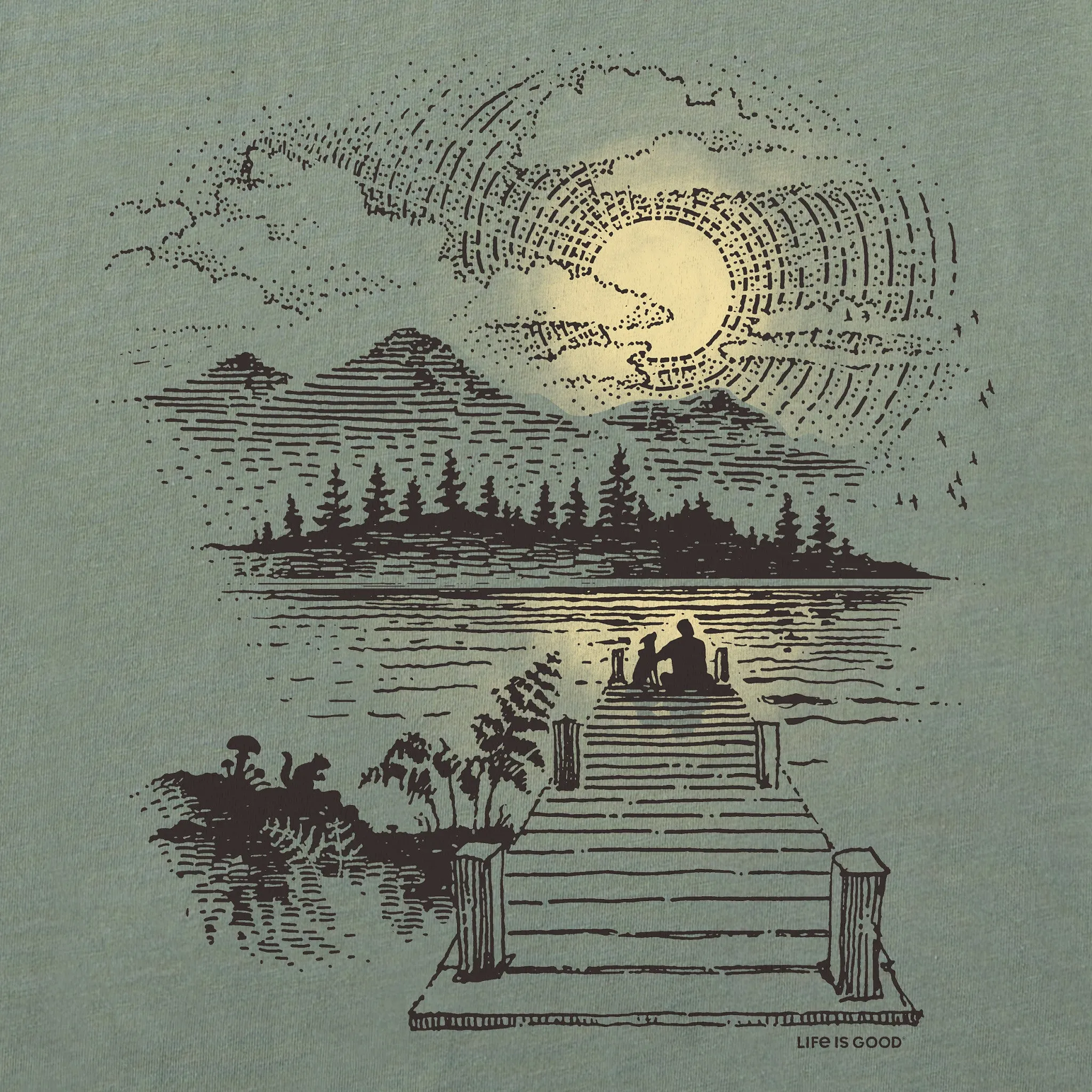 Men's Dock Sunset M Short Sleeve Tee Life is Good