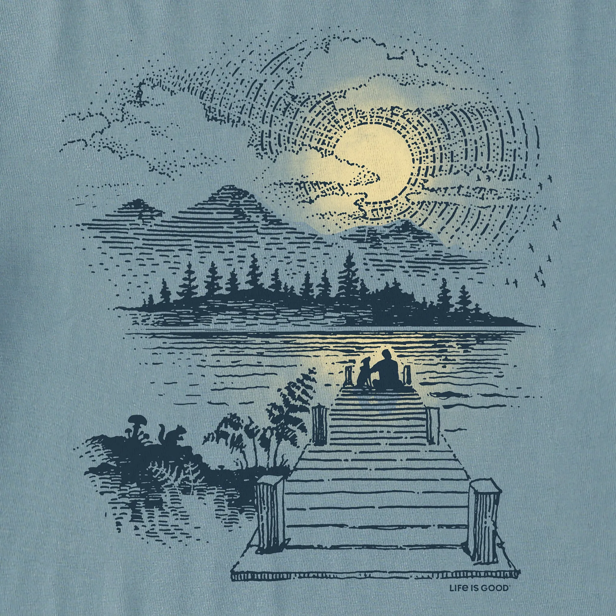 Men's Dock Sunset M Short Sleeve Tee Life is Good