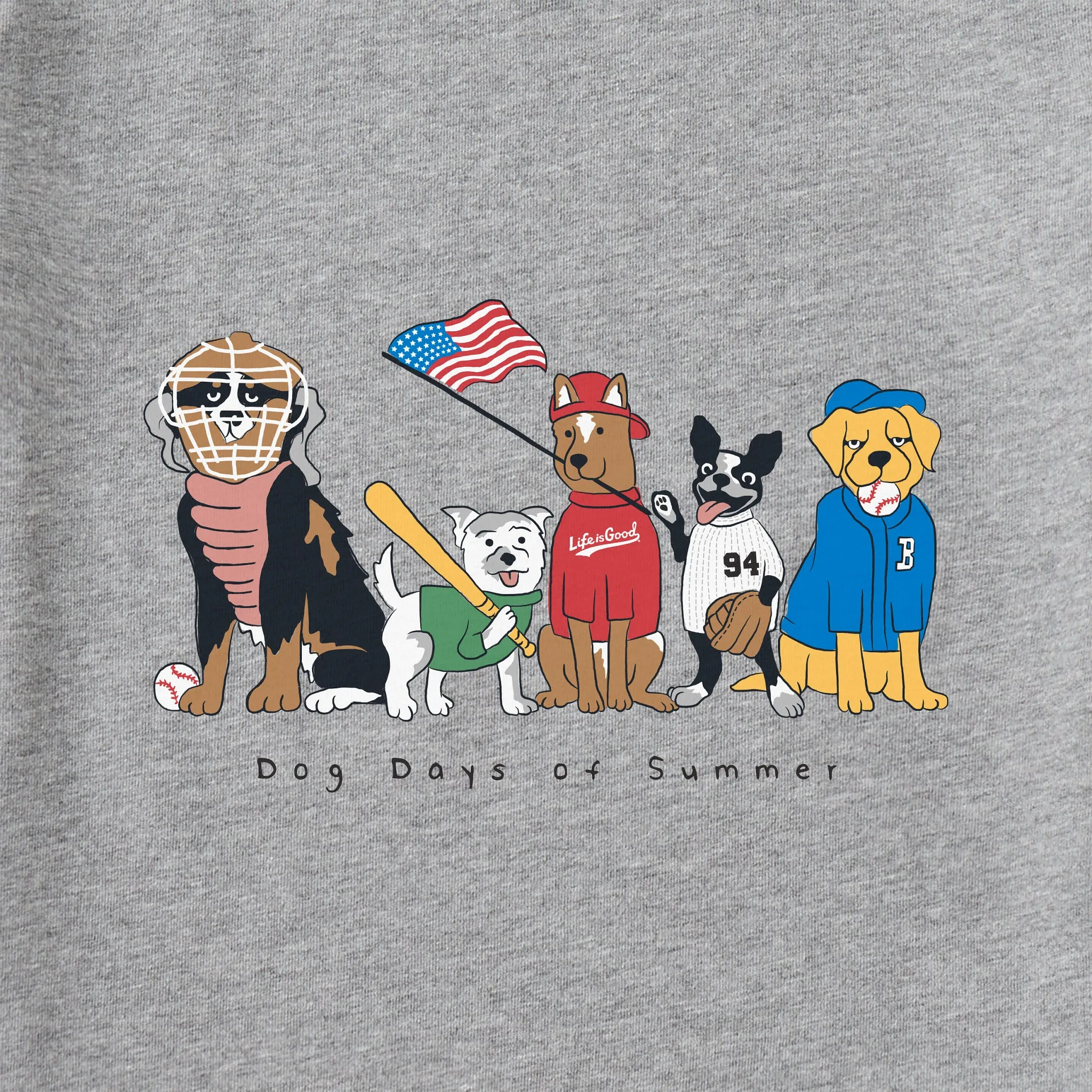 Men's Dog Days of Summer Baseball Short Sleeve Tee Life is Good