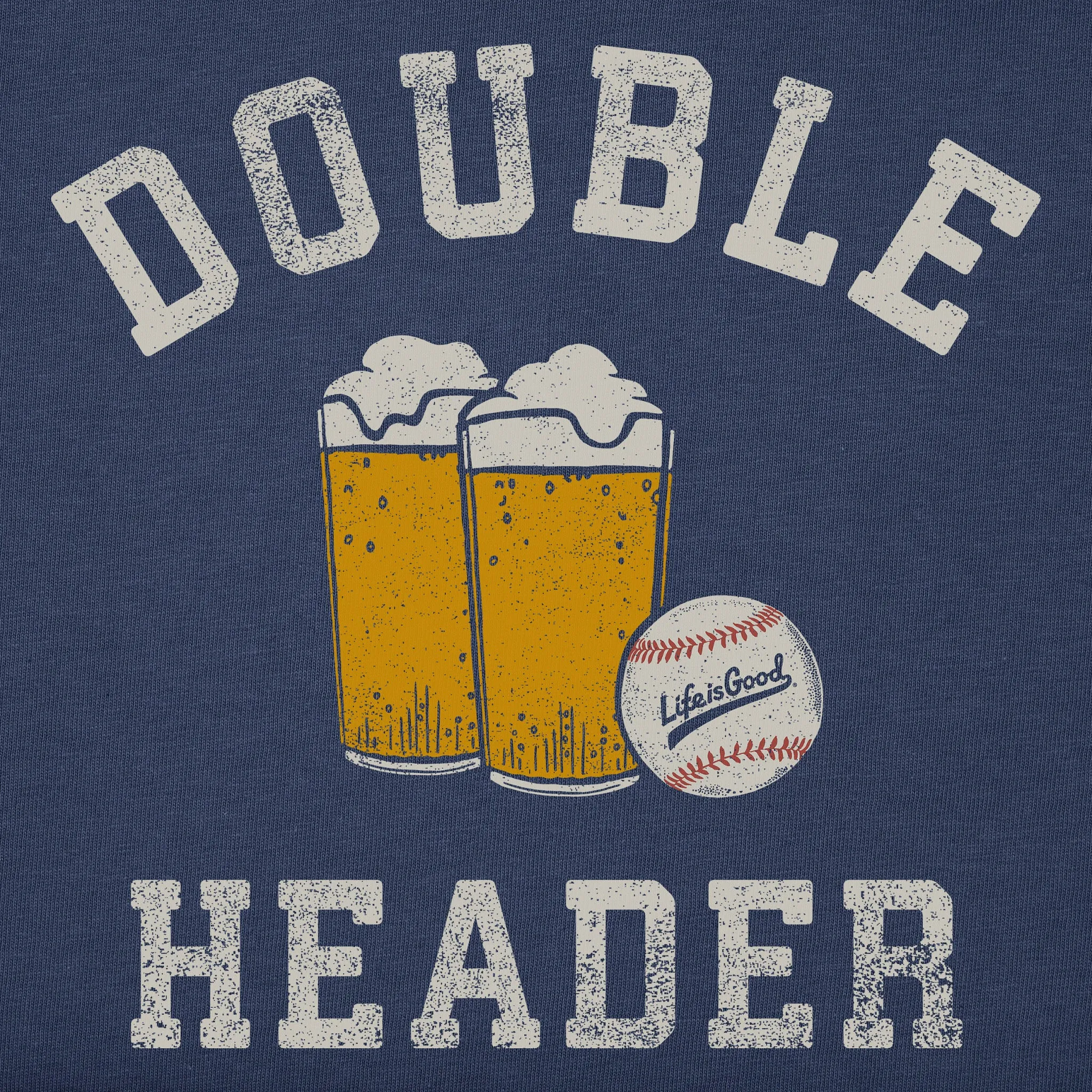 Men's Double Header Baseball & Beer Short Sleeve Tee Life is Good
