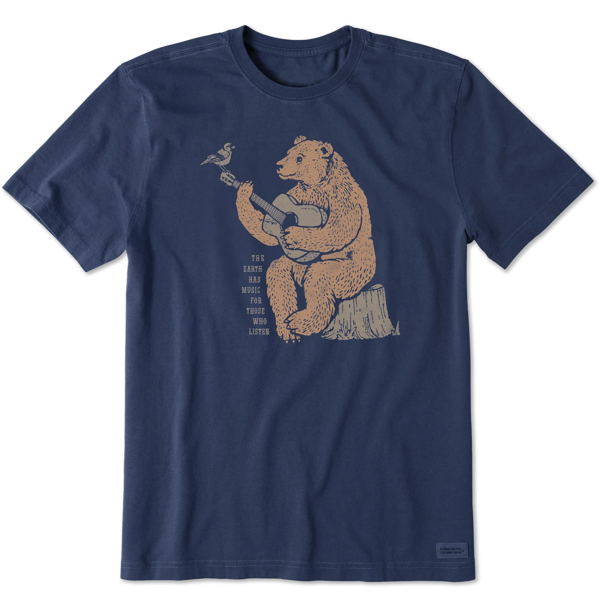 Men's Earth Has Music Guitar Bear Short Sleeve Tee Life is Good