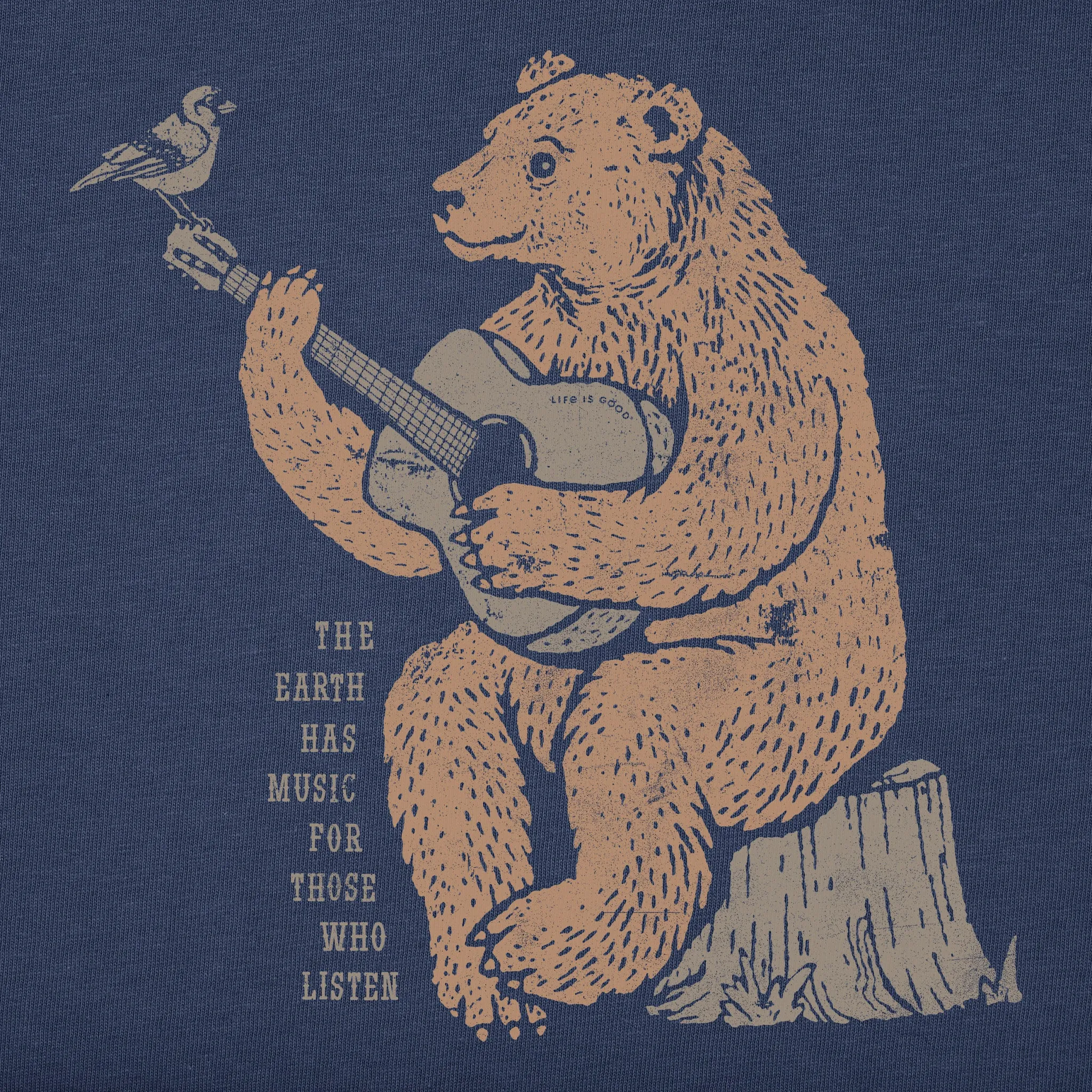 Men's Earth Has Music Guitar Bear Short Sleeve Tee Life is Good