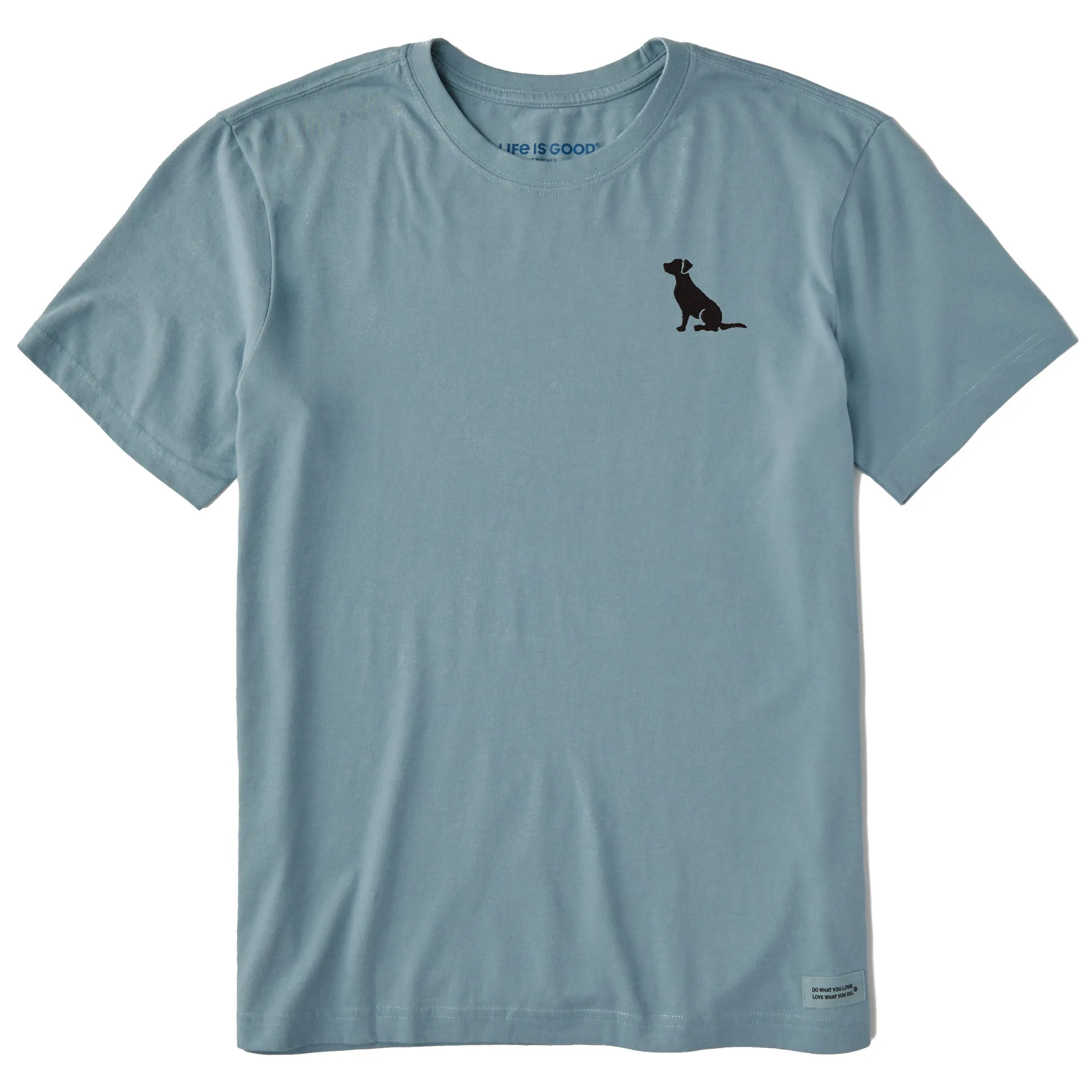 Men's Embroidered Sitting Dog Short Sleeve Crusher Tee Life is Good