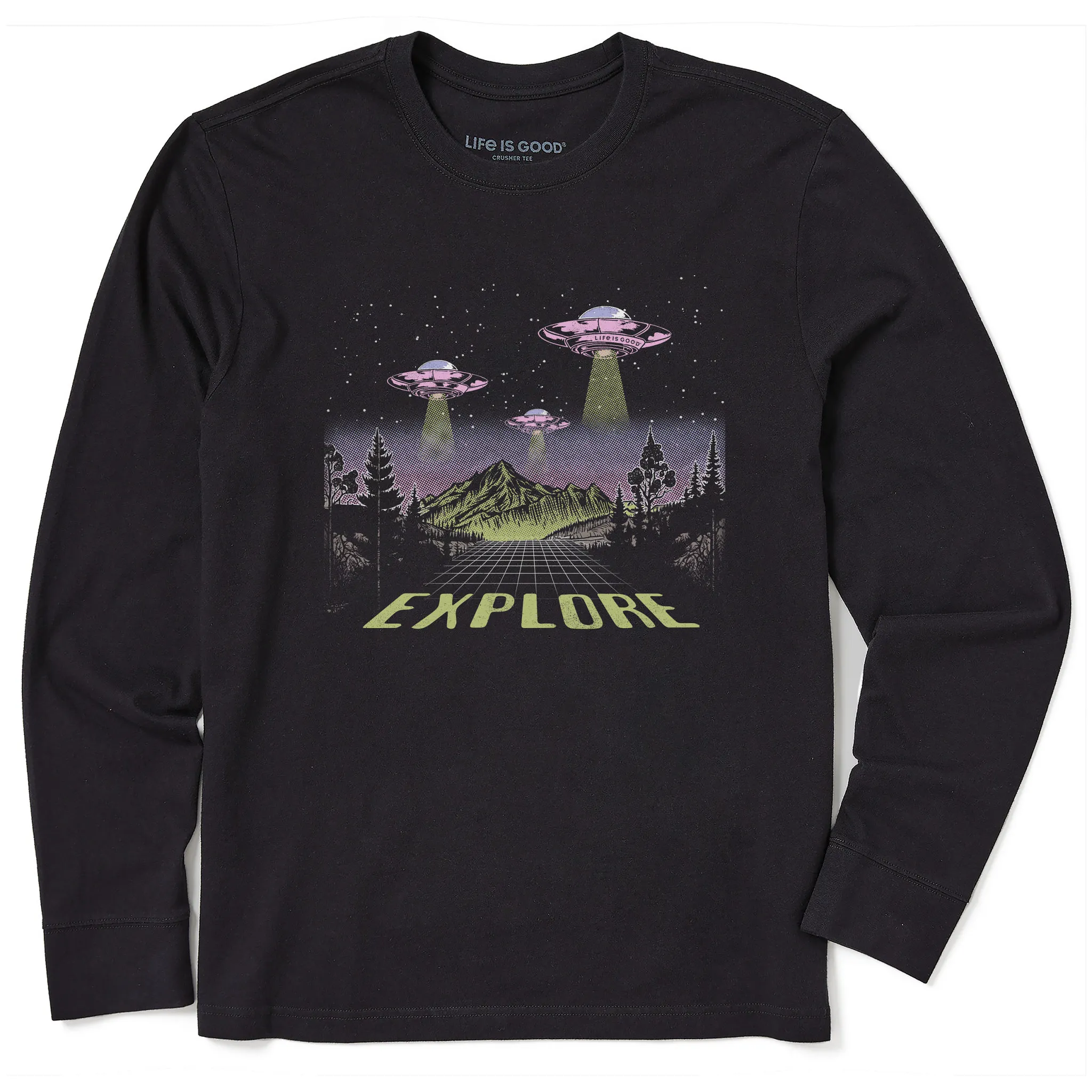Men's Explore UFO Landscape Long Sleeve Crusher Tee Life is Good