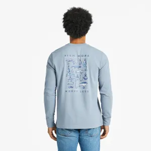 Men's Fish More Worry Less Hooks and Tackle Long Sleeve Crusher Tee Life is Good