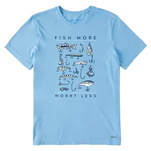 Men's Fish More Worry Less Hooks and Tackle Short Sleeve Crusher Tee Life is Good
