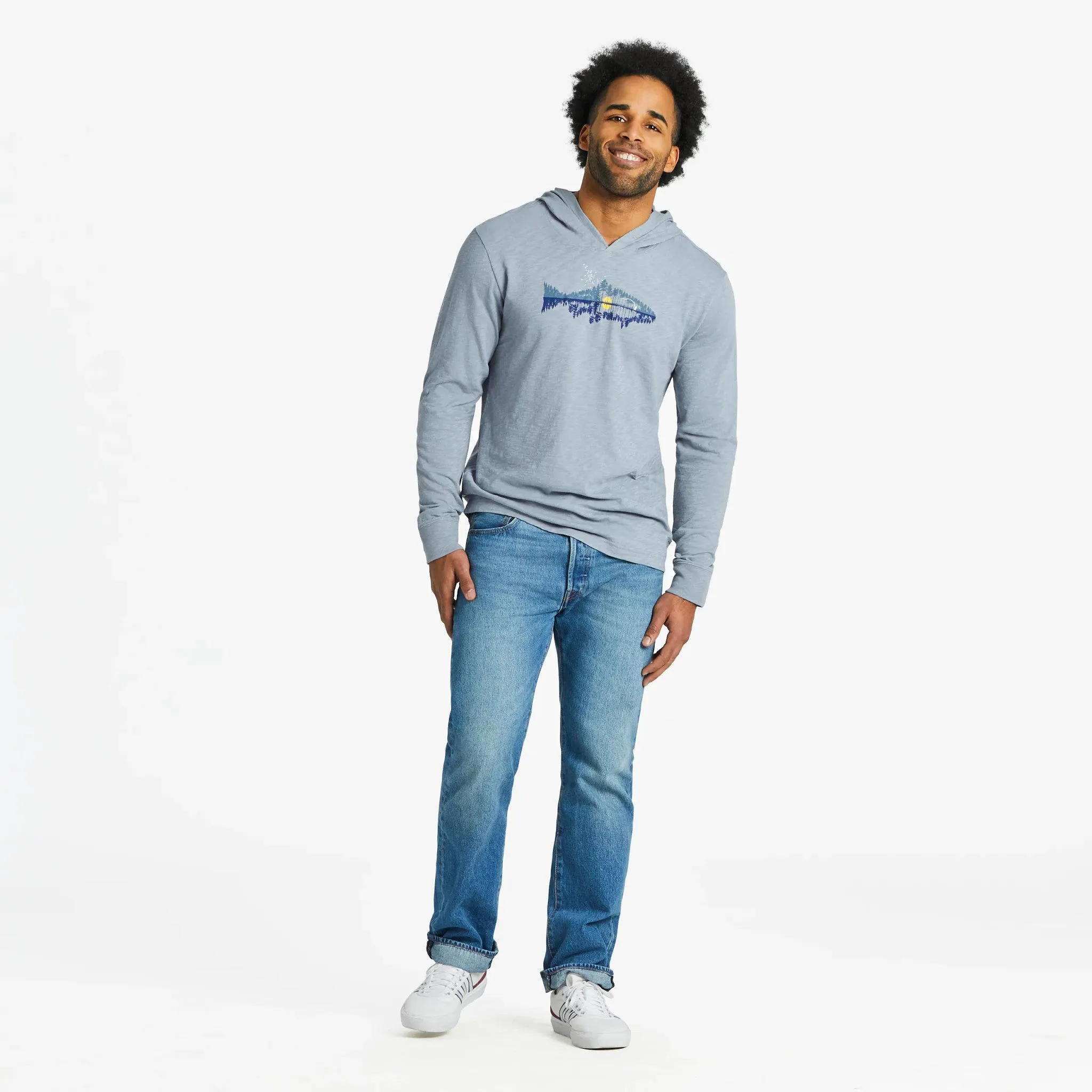 Men's Fishscape Textured Slub Hoodie Life is Good