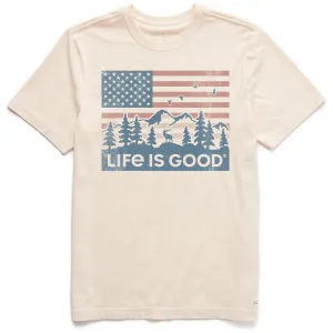 Men's Flag Mountain Scene Short Sleeve Crusher Tee Life is Good