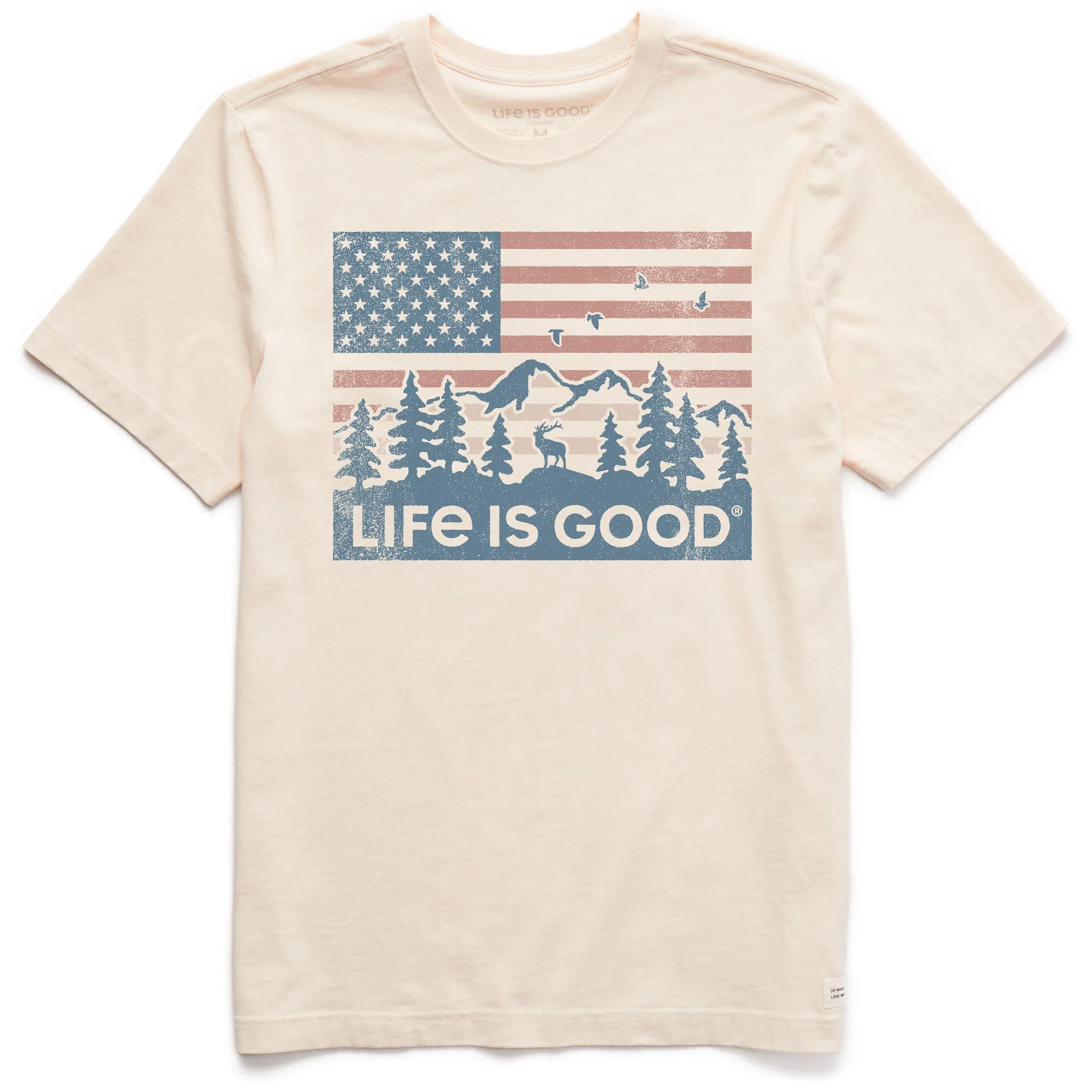 Men's Flag Mountain Scene Short Sleeve Crusher Tee Life is Good