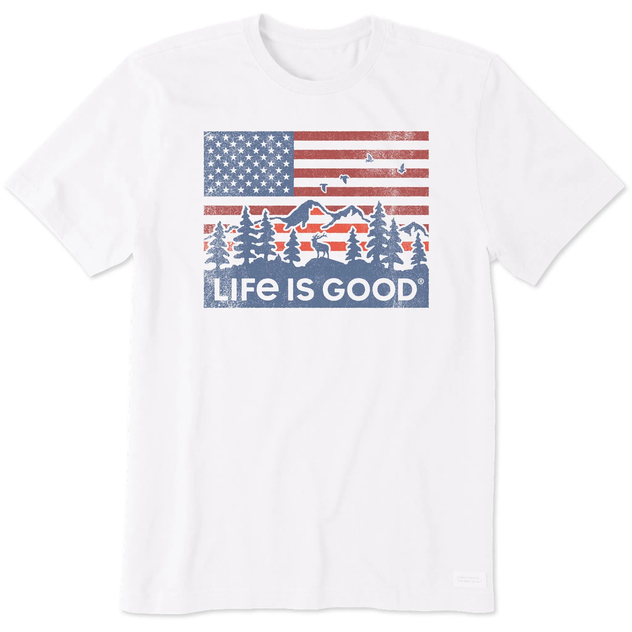 Men's Flag Mountain Scene Short Sleeve Crusher Tee Life is Good