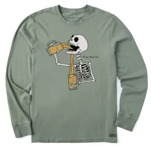 Men's Free Refills Skeleton Long Sleeve Crusher Tee Life is Good