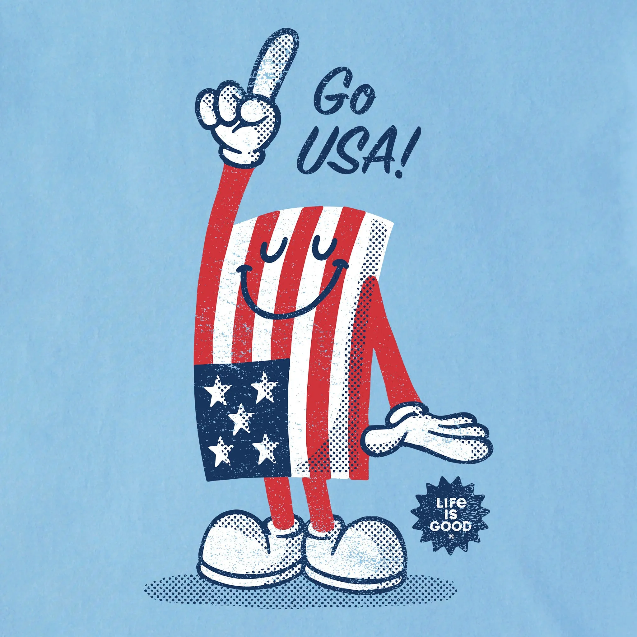 Men's Go USA Flag Guy Short Sleeve Crusher Tee Life is Good