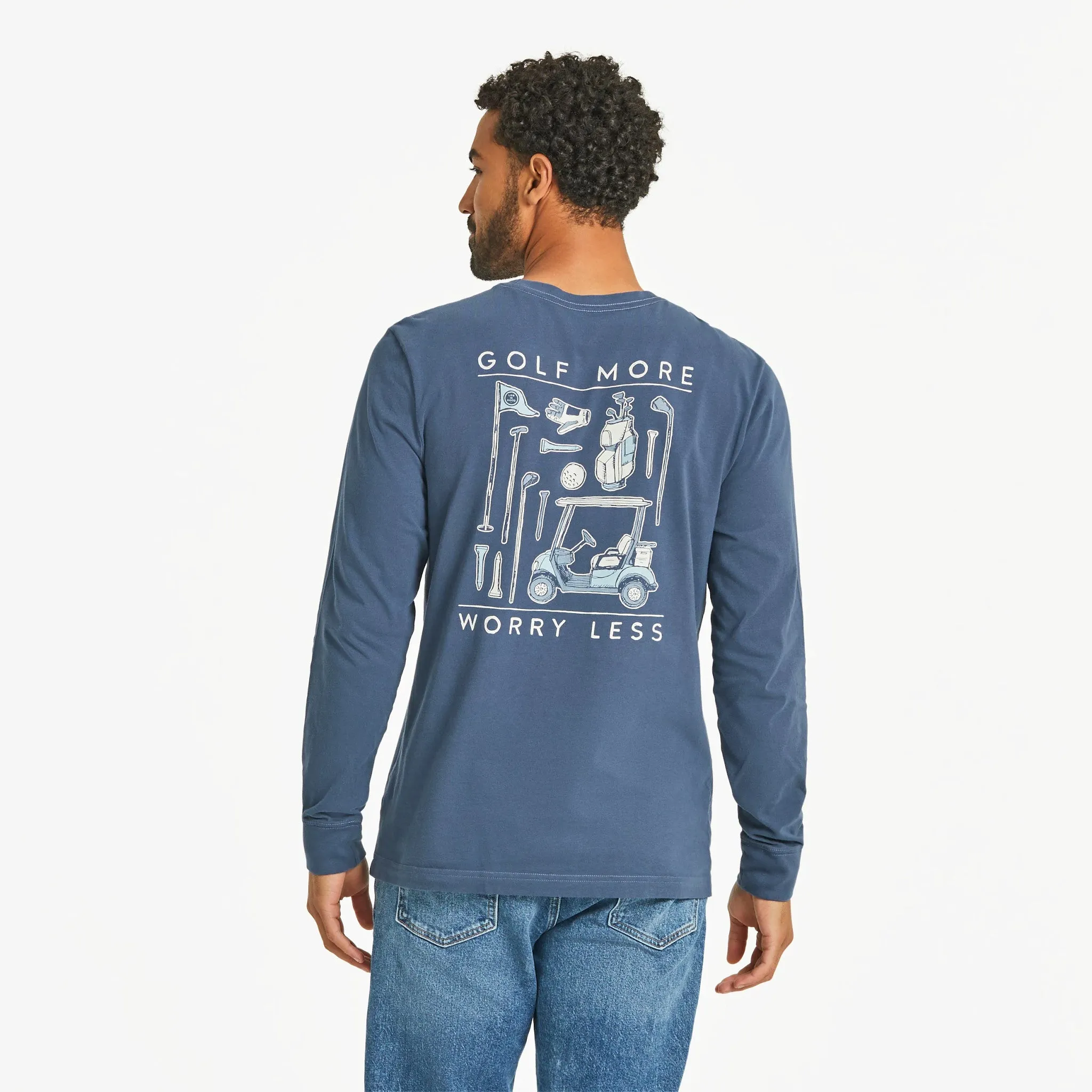 Men's Golf More Worry Less Long Sleeve Crusher Tee Life is Good
