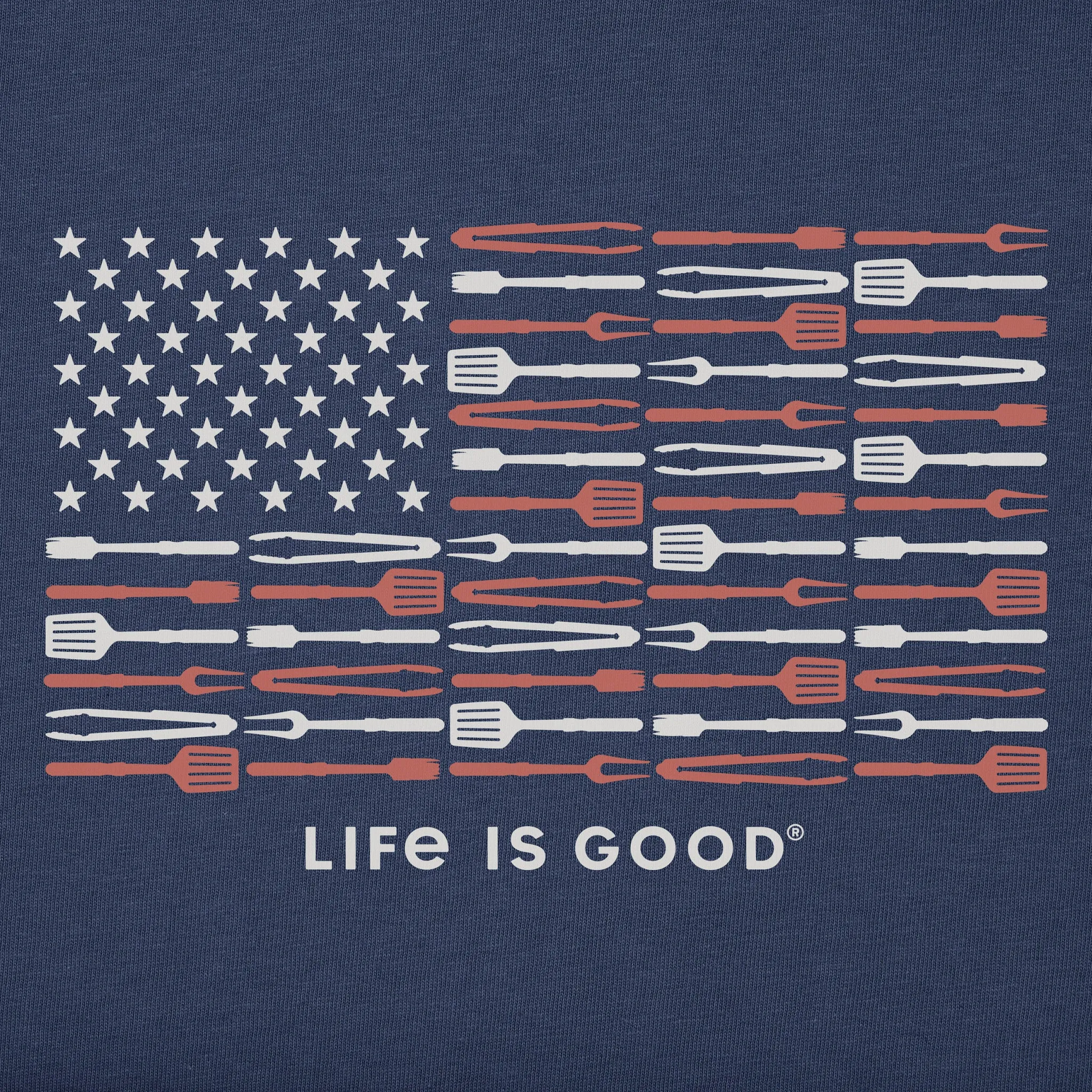 Men's Grill Tools Flag Short Sleeve Tee Life is Good