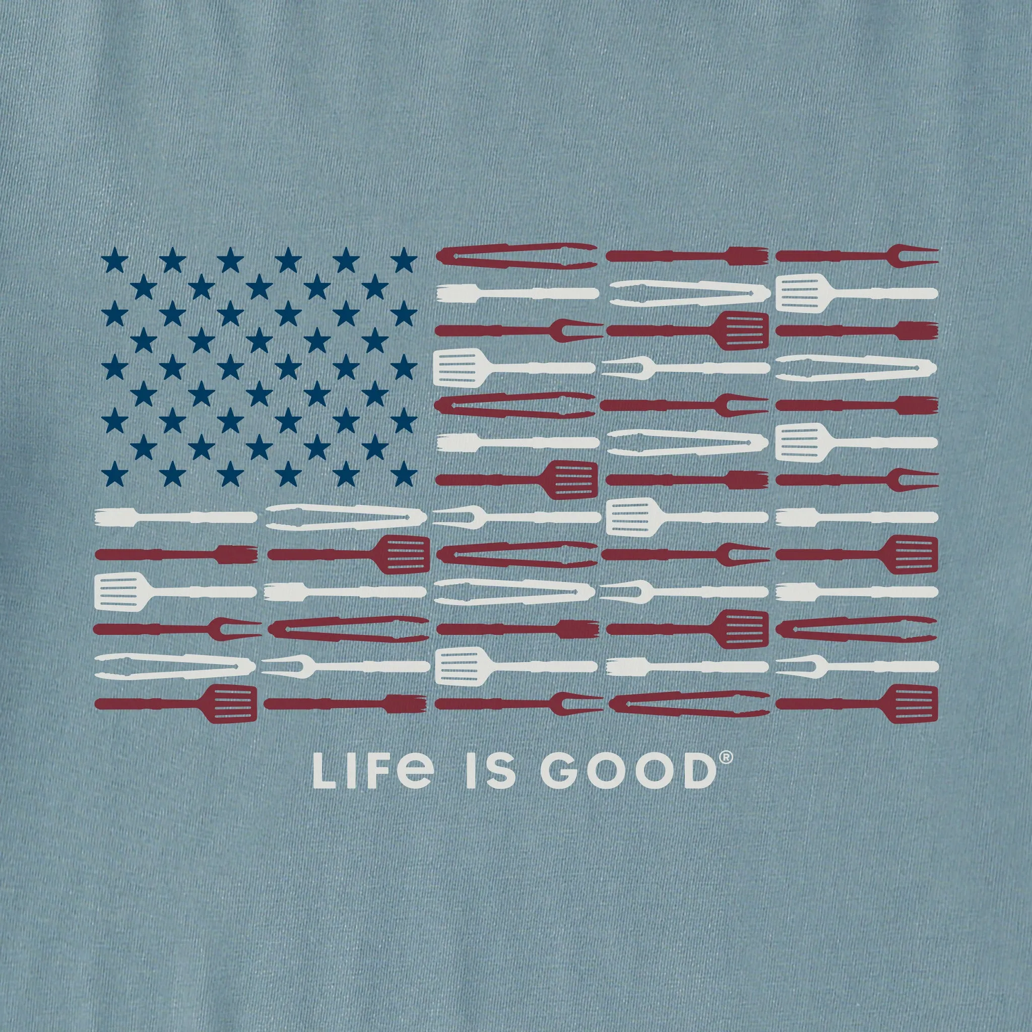 Men's Grill Tools Flag Short Sleeve Tee Life is Good