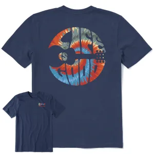 Men's Guitar Circle Psychedelic Tie Dye Short Sleeve Crusher Tee Life is Good