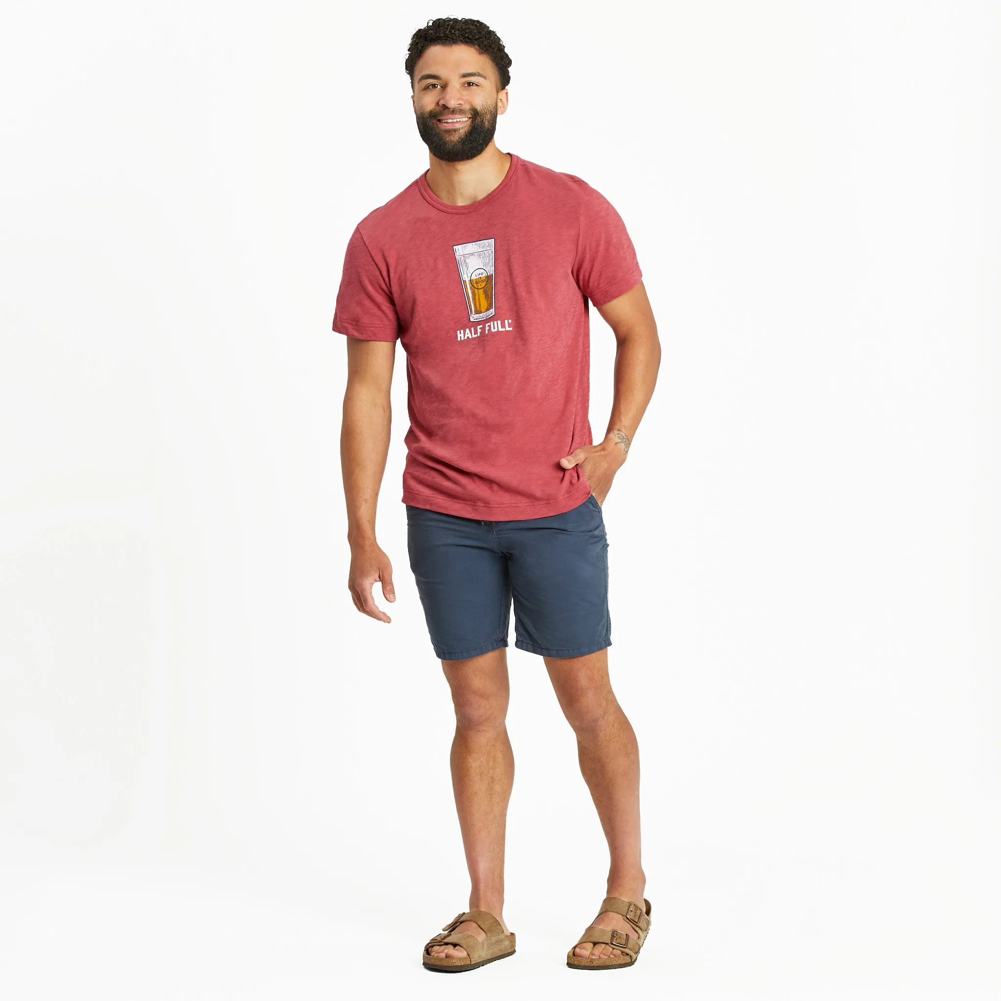 Men's Half Full Beer Textured Slub Tee Life is Good