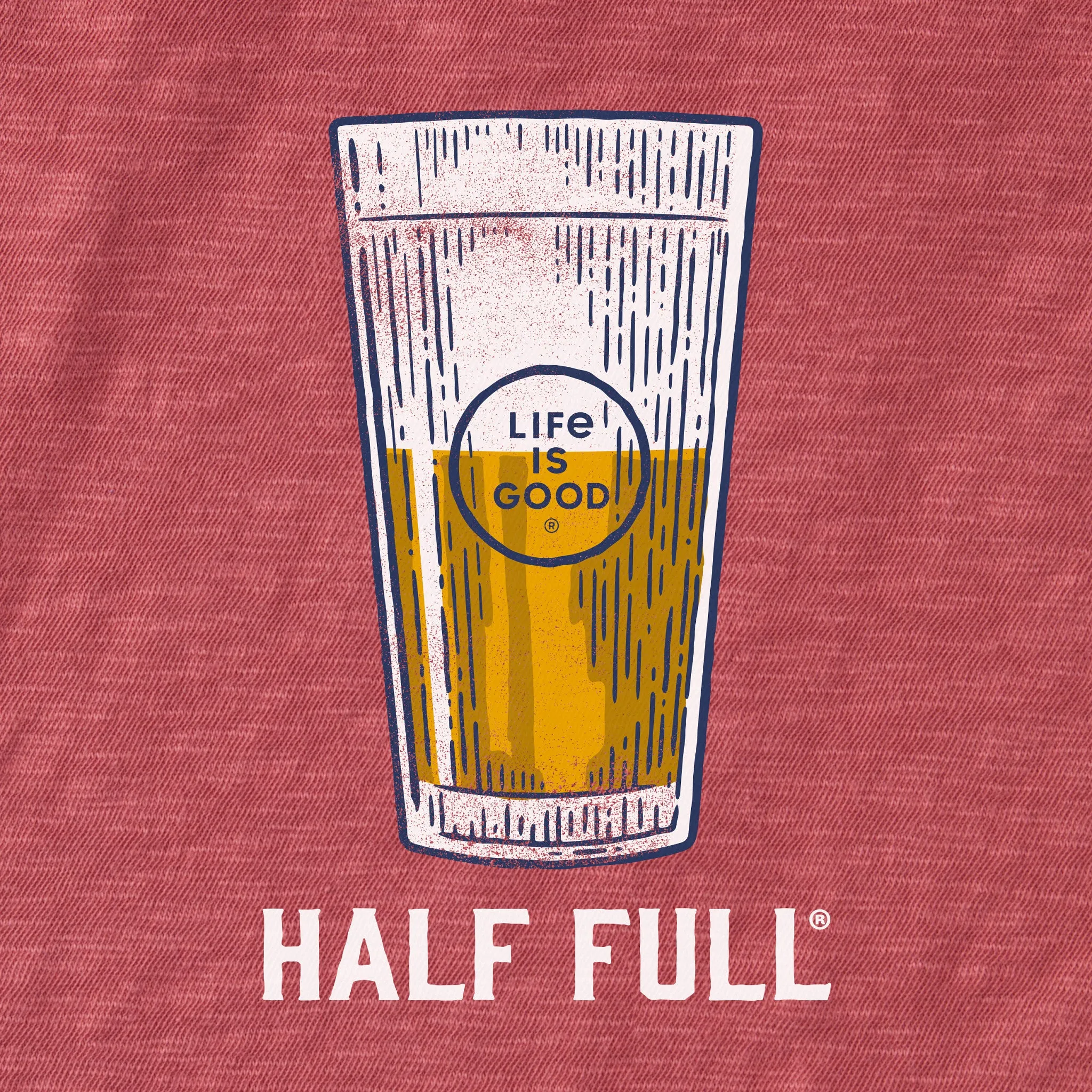 Men's Half Full Beer Textured Slub Tee Life is Good
