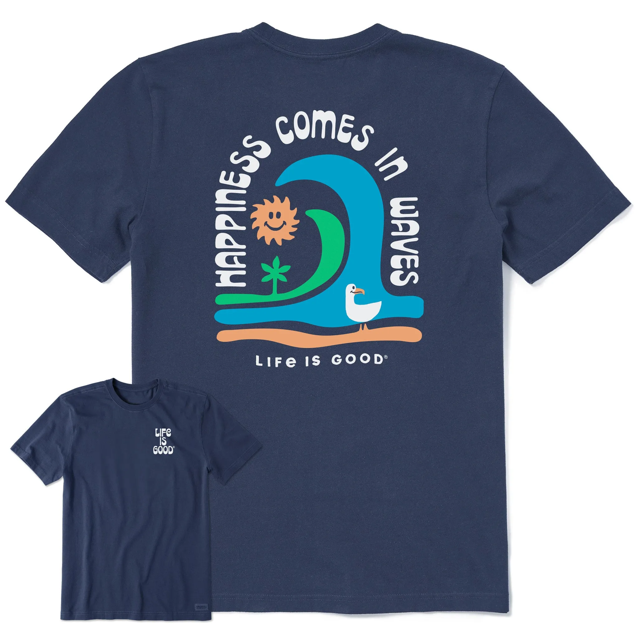 Men's Happiness Comes in Waves Short Sleeve Tee Life is Good
