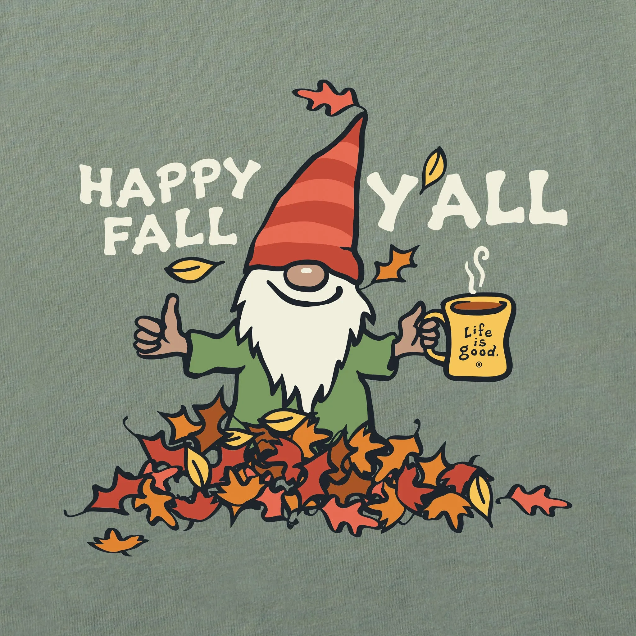 Men's Happy Fall Gnome Long Sleeve Crusher Tee Life is Good