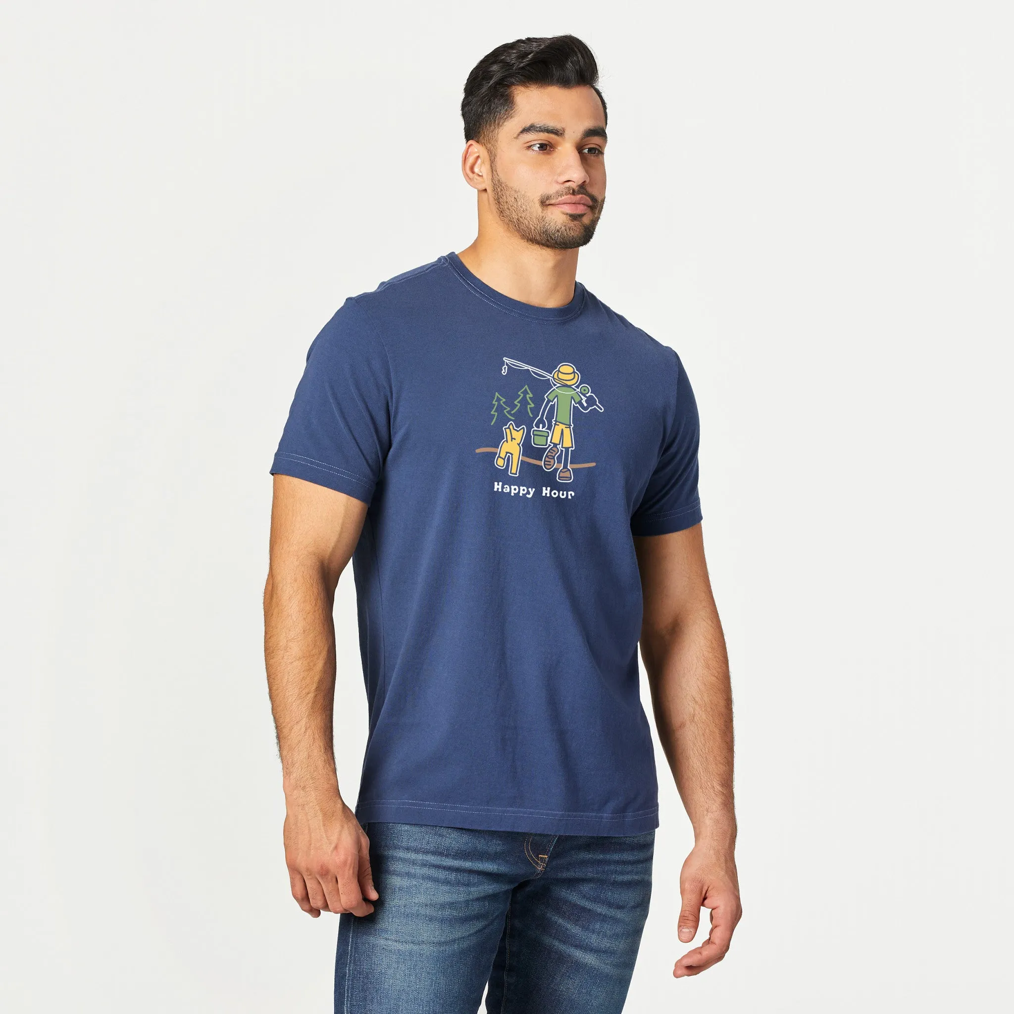 Men's Happy Hour Fish Short Sleeve Crusher Tee Life is Good
