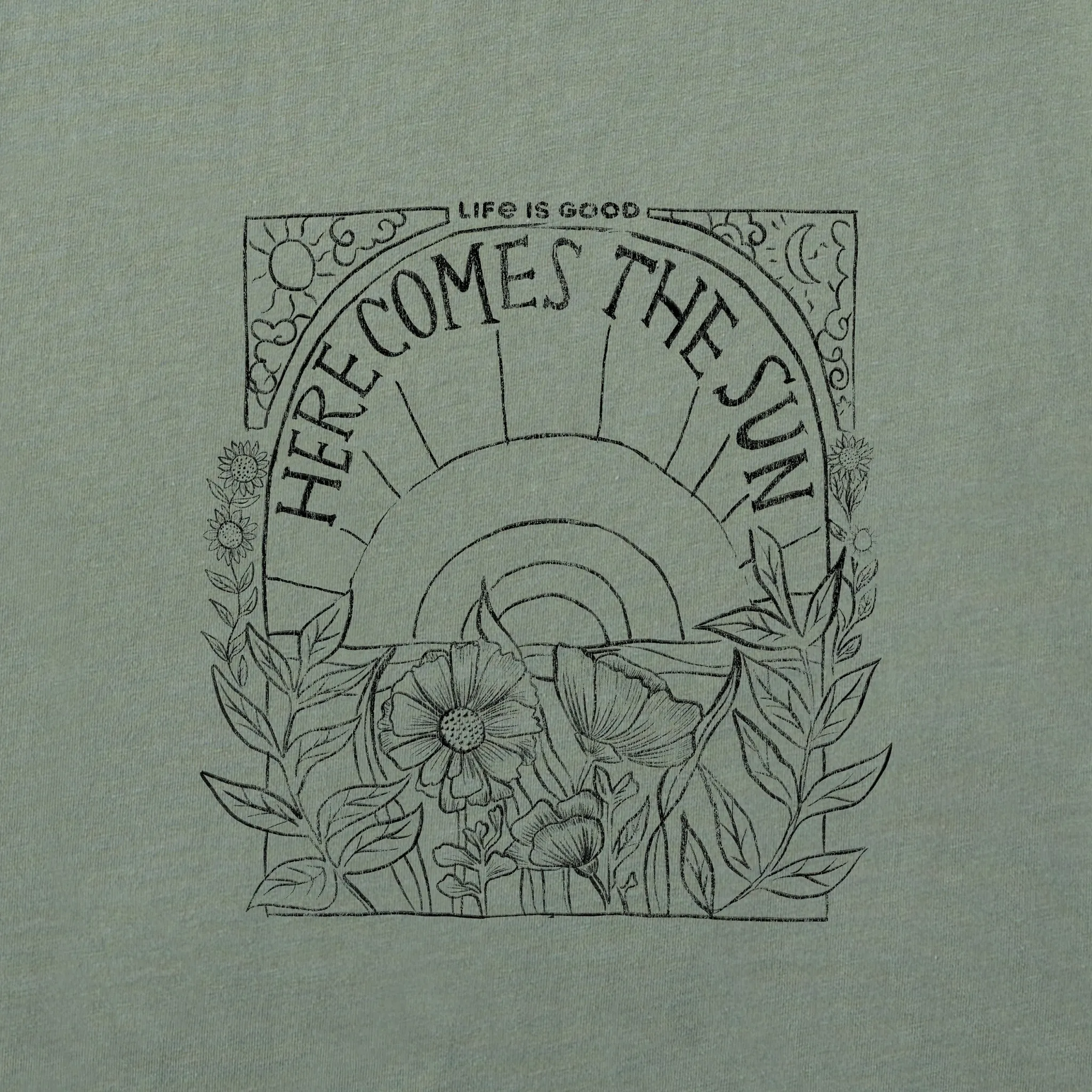 Men's Here Comes The Sun Hippie 1-Color Short Sleeve Crusher Tee Life is Good