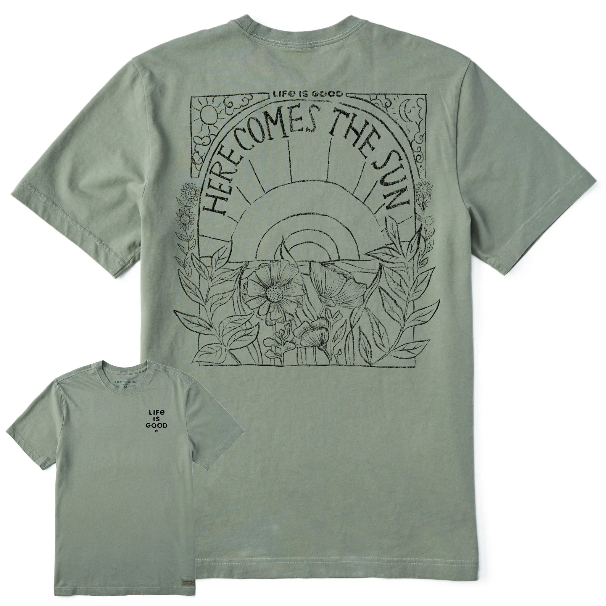 Men's Here Comes The Sun Hippie 1-Color Short Sleeve Crusher Tee Life is Good
