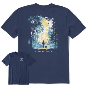 Men's Hiker w Sunbeams in the Woods Short Sleeve Crusher Tee Life is Good