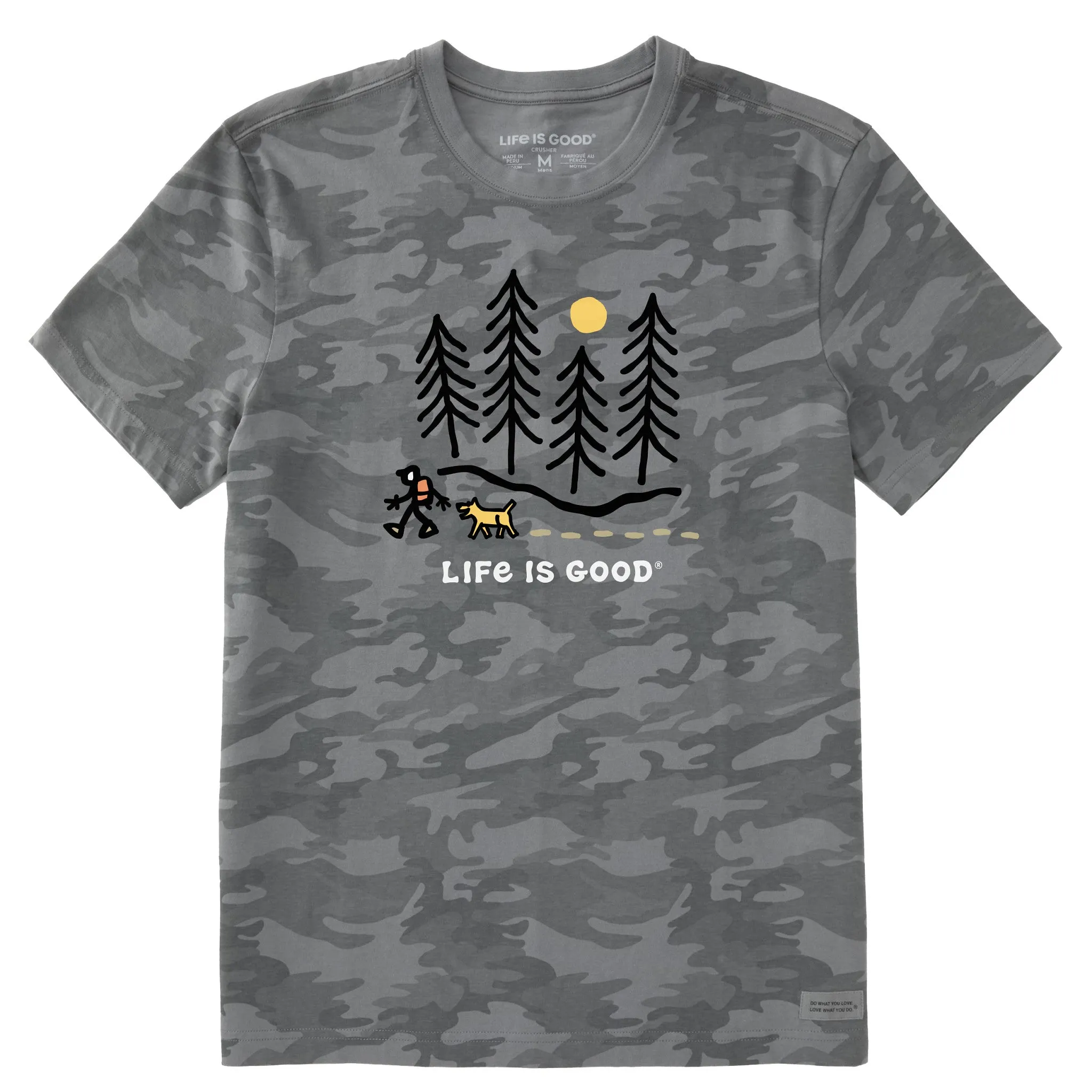 Men's Hiking through the Woods Short Sleeve Allover Printed Crusher Tee Life is Good