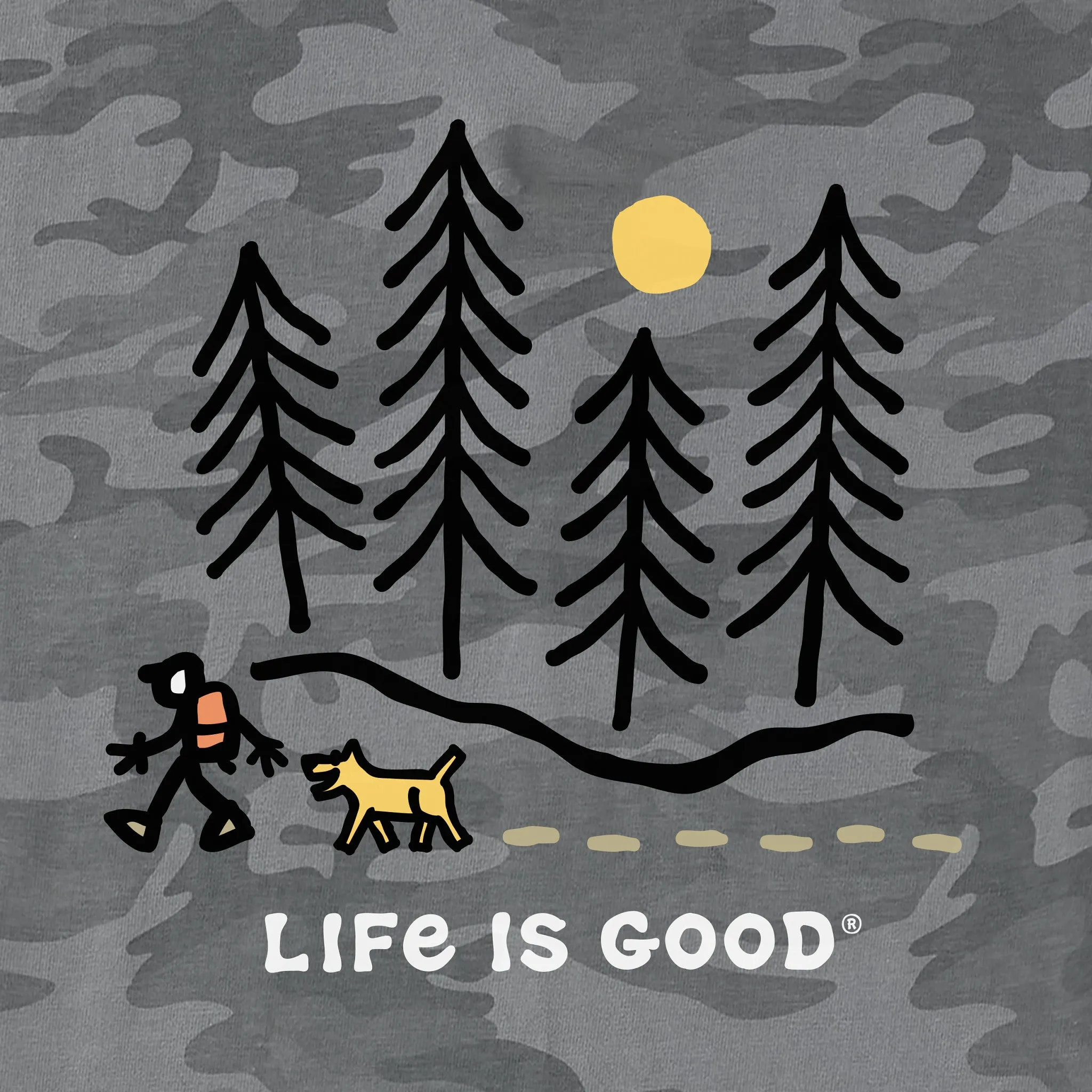 Men's Hiking through the Woods Short Sleeve Allover Printed Crusher Tee Life is Good