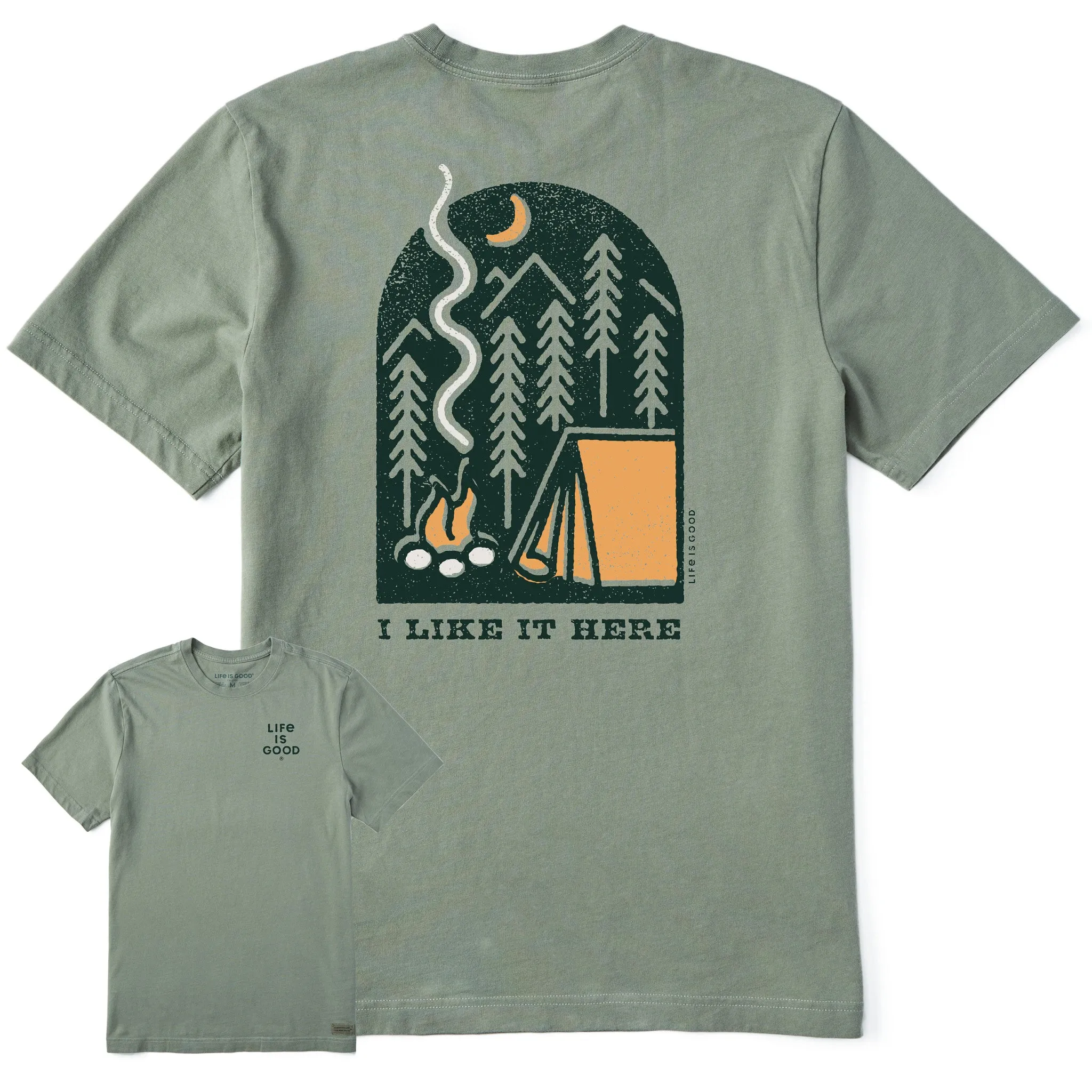 Men's I Like it Here at the Campsite Short Sleeve Crusher Tee Life is Good
