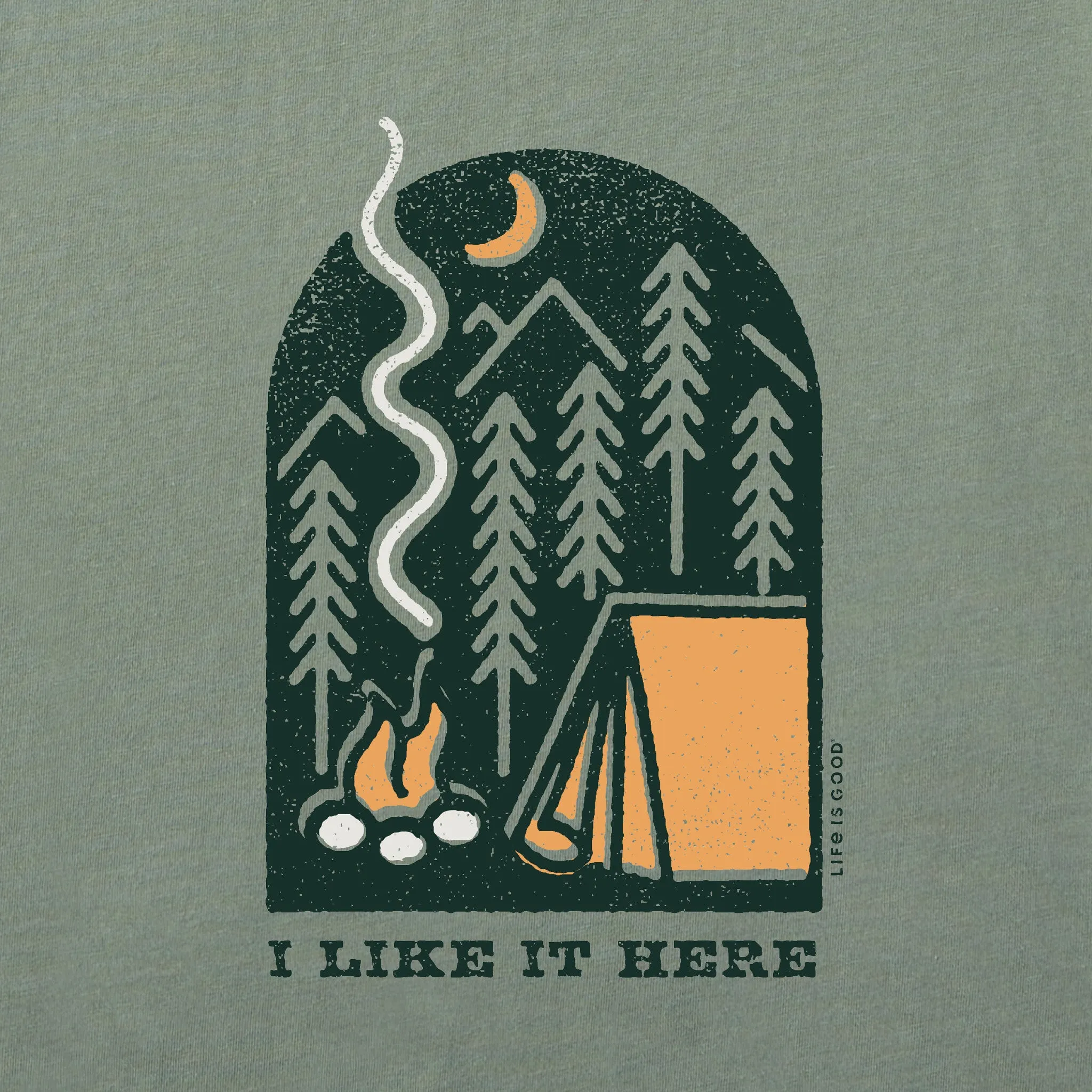 Men's I Like it Here at the Campsite Short Sleeve Crusher Tee Life is Good