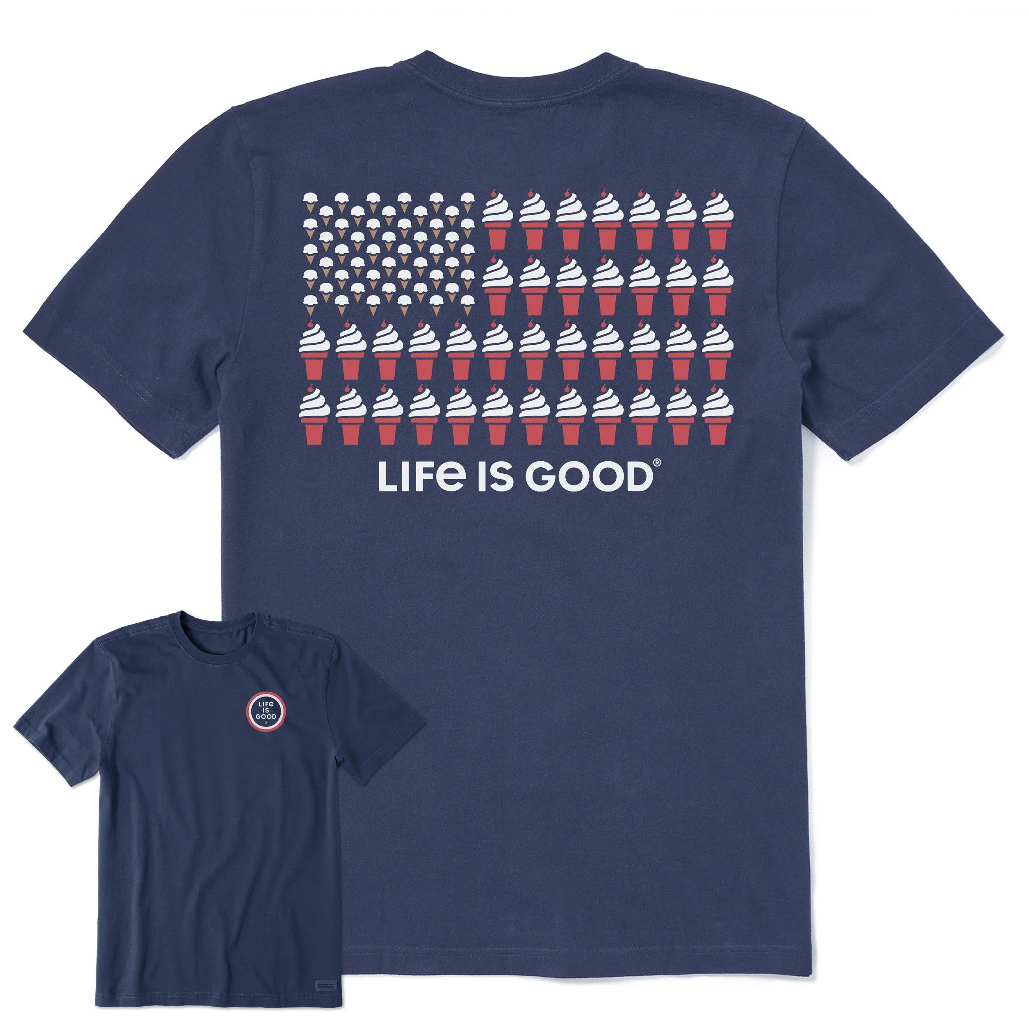 Men's Ice Cream Flag Short Sleeve Tee Life is Good