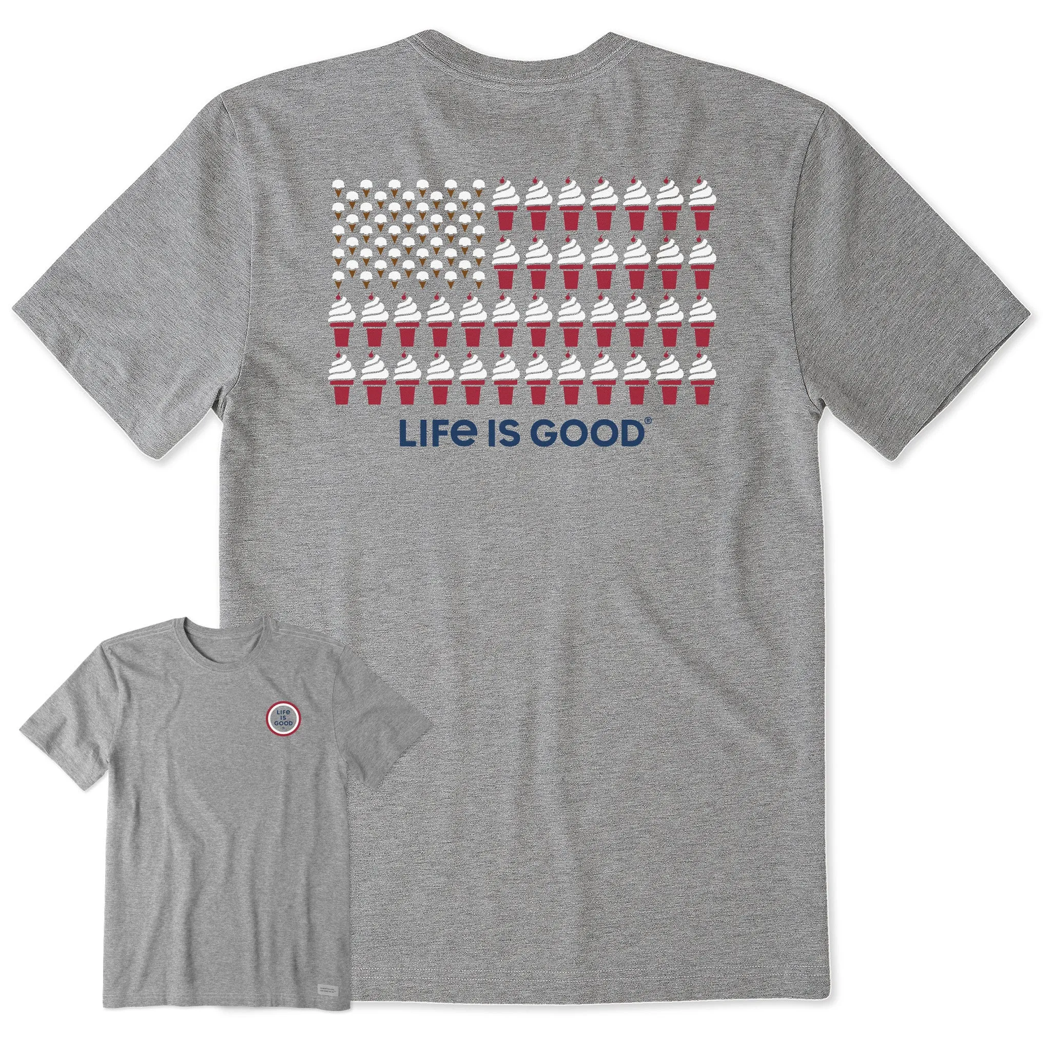 Men's Ice Cream Flag Short Sleeve Tee Life is Good