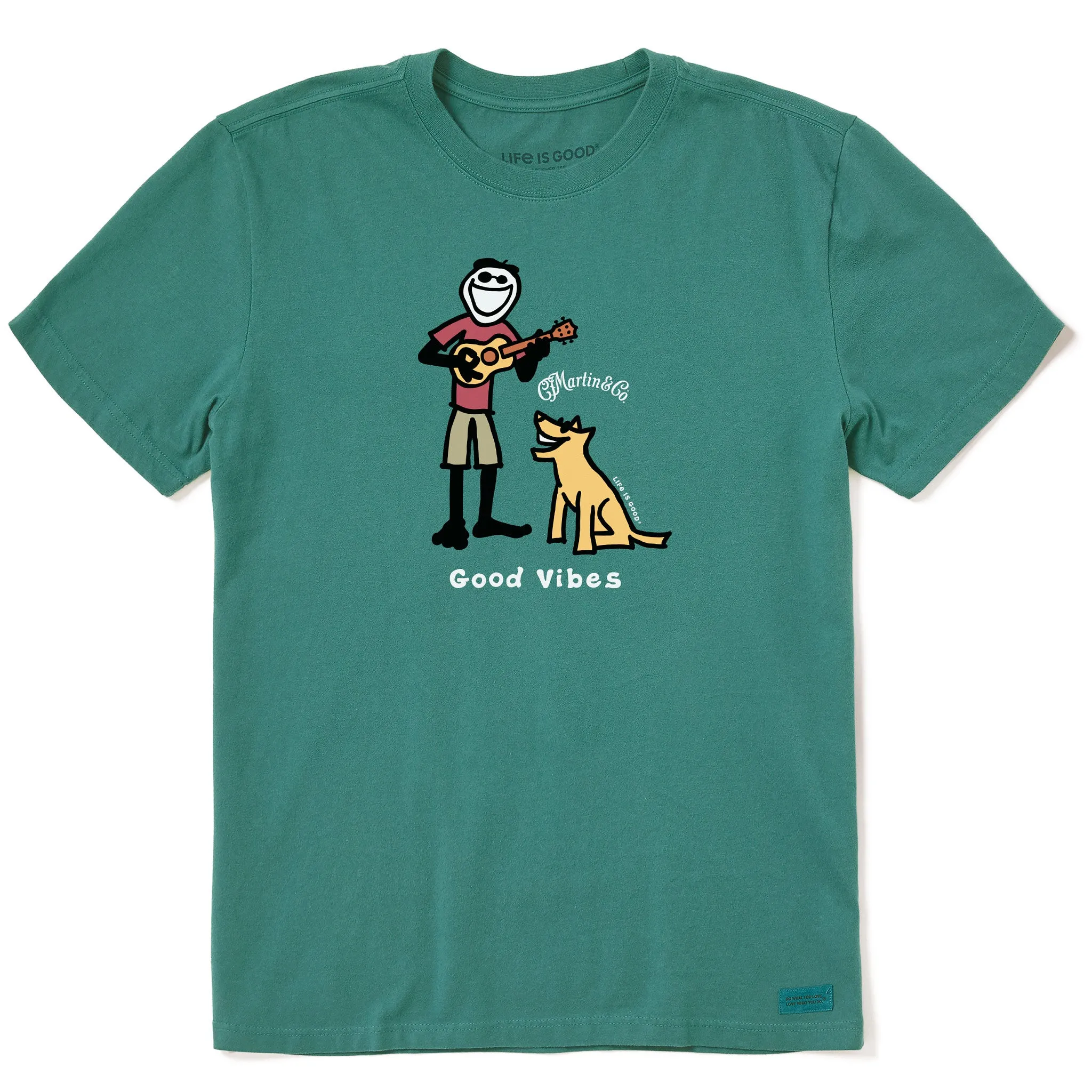 Men's Jake & Rocket Martin Guitar Good Vibes Short Sleeve Crusher Tee Life is Good