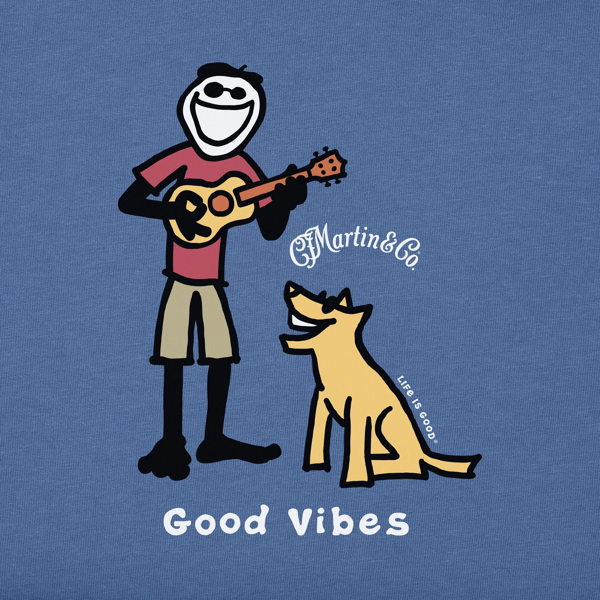 Men's Jake & Rocket Martin Guitar Good Vibes Short Sleeve Crusher Tee Life is Good
