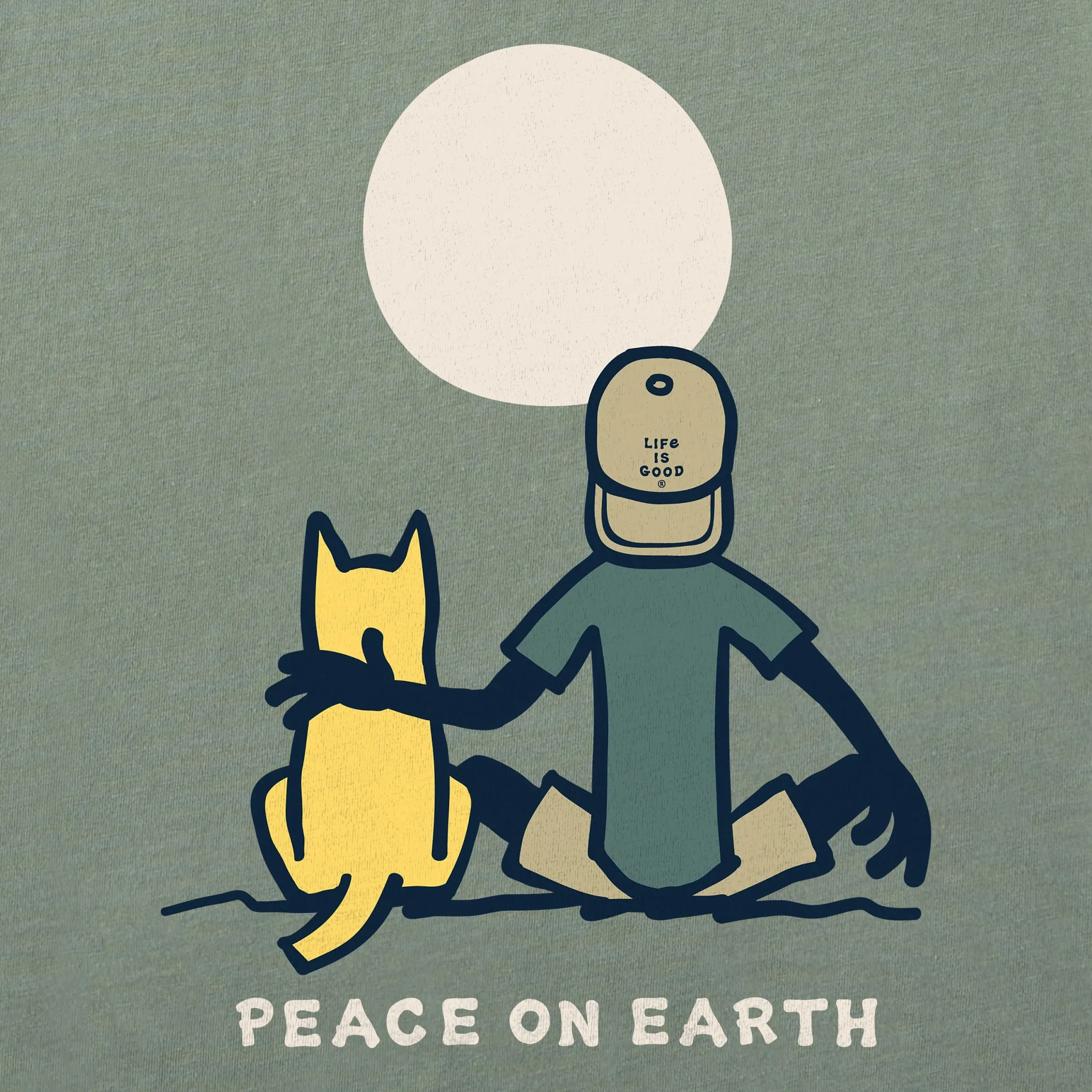 Men's Jake & Rocket  Moon Peace Long Sleeve Crusher Tee Life is Good