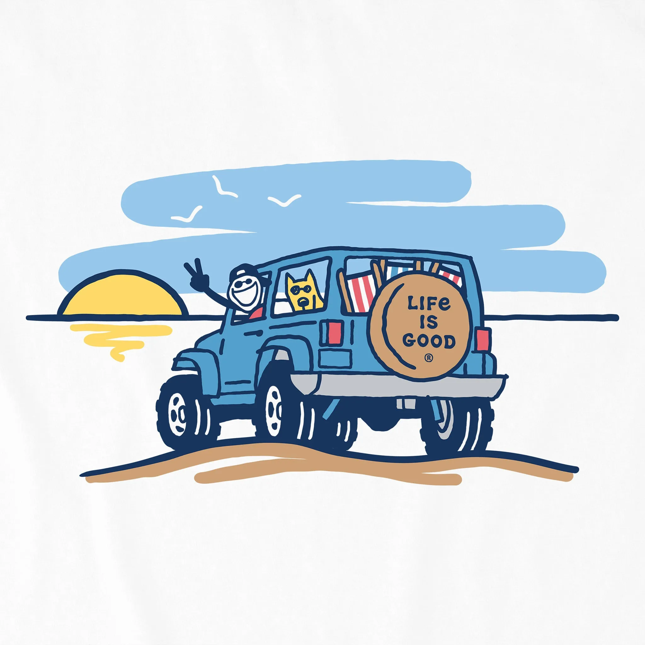 Men's Jake and Rocket Beach 4x4 Long Sleeve Crusher Tee Life is Good