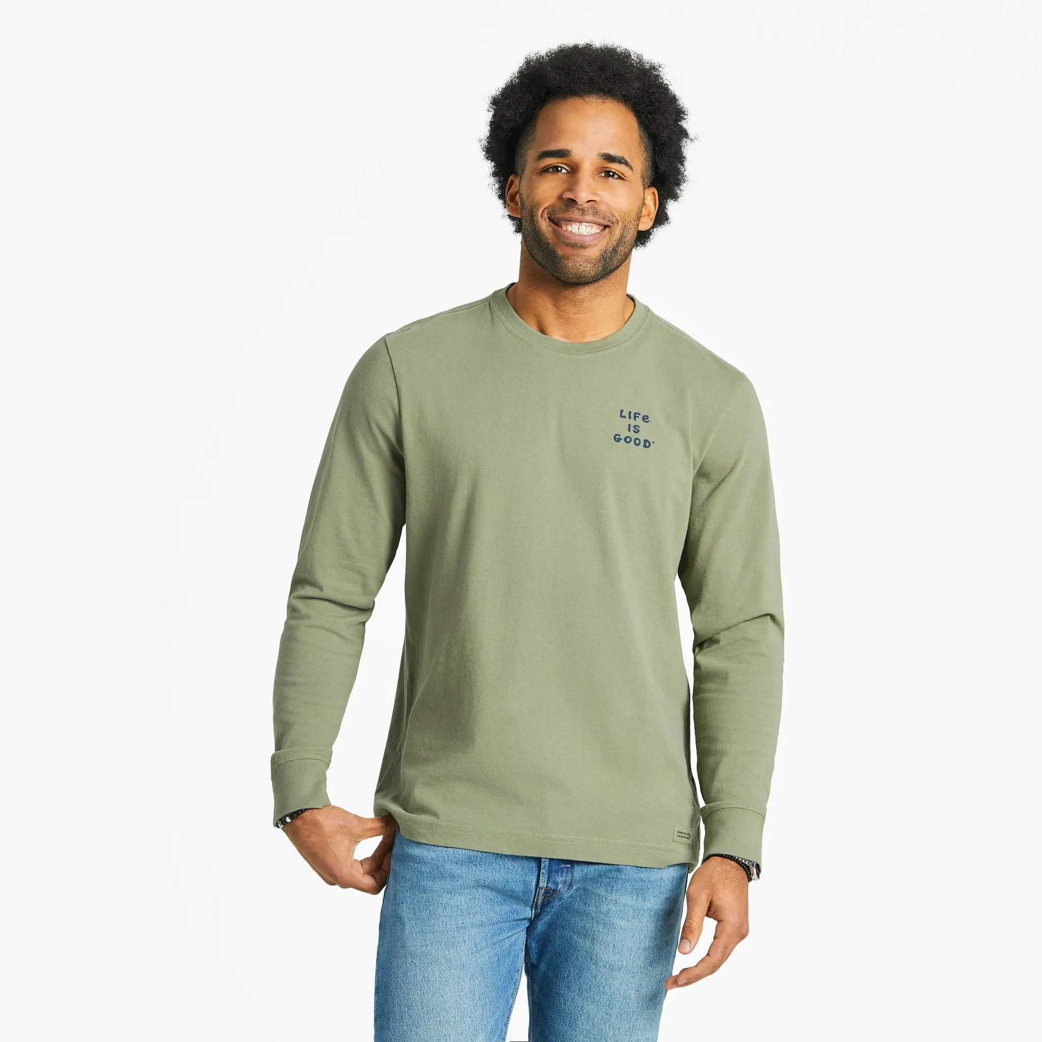 Men's Jake and Rocket Good Day Sketch Long Sleeve Crusher Tee Life is Good