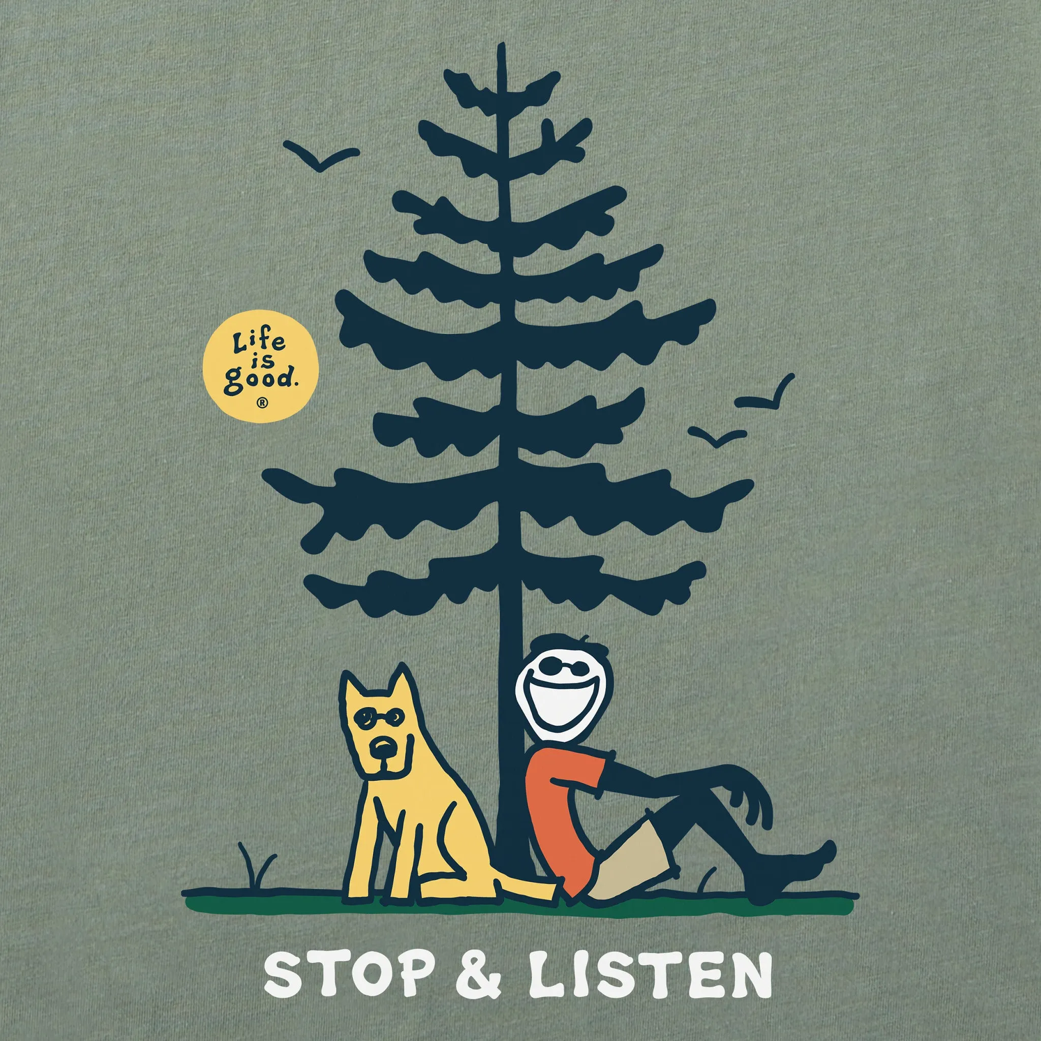 Men's Jake and Rocket Stop and Listen Short Sleeve Tee Life is Good